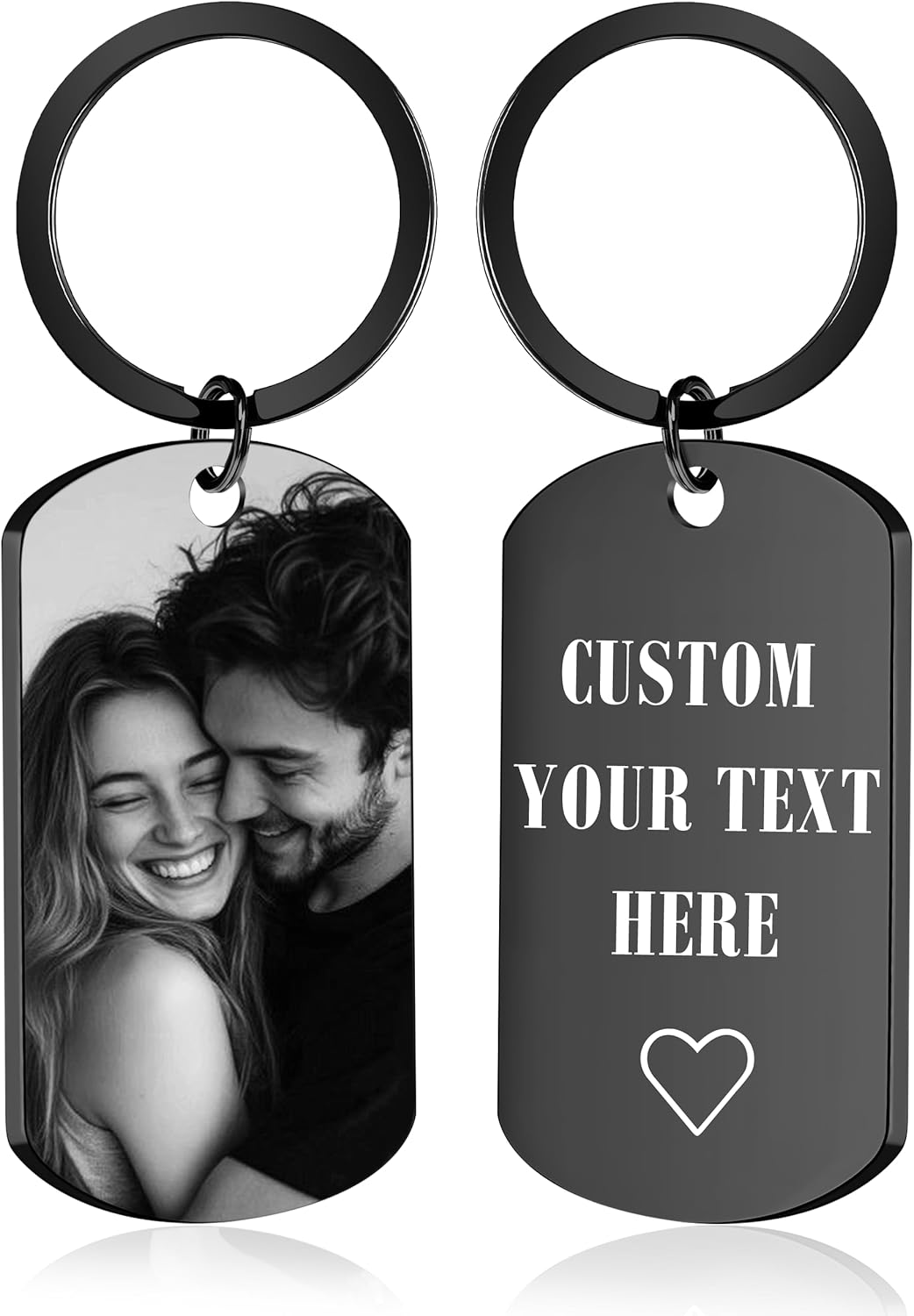 Custom Keychain with Picture - Personalized Keychains with Photo Text Customized Engraved Gifts for