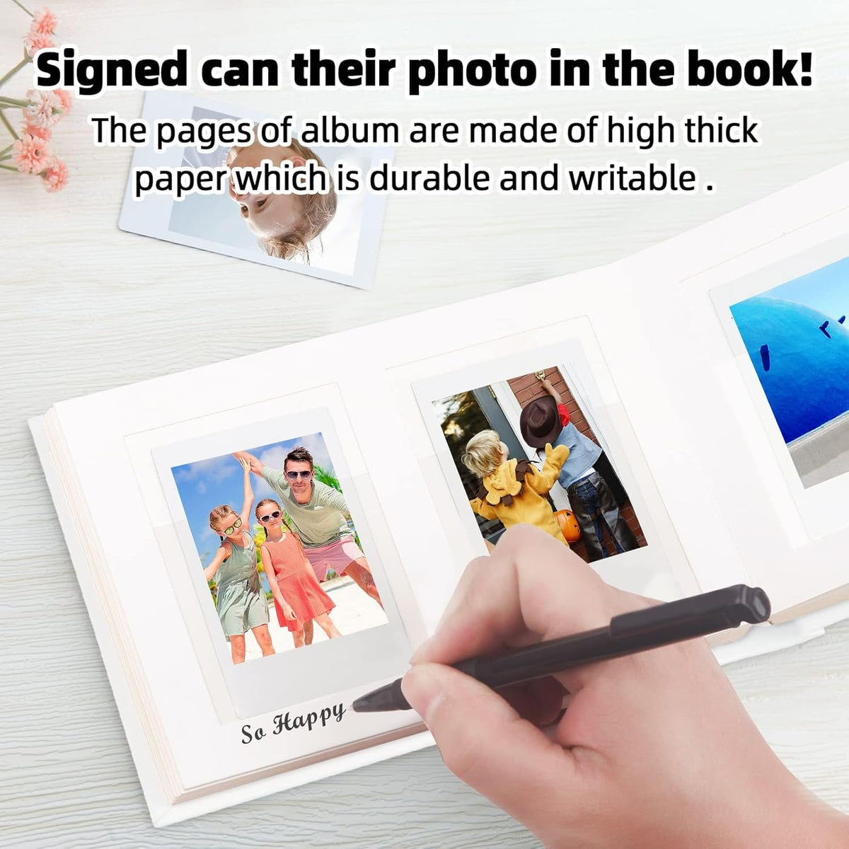 64 Pocket Mini Photo Album with Writing Space,Faux Leather Cover, Compatible with 2x3 Inch Polaroid