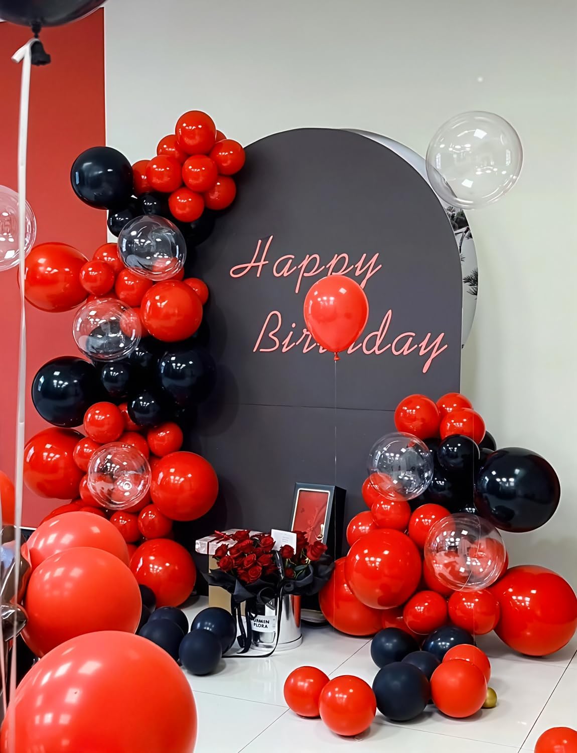 Red and Black Balloons - 12 Inch Red Black Latex Balloons Glitter Confetti Balloon Party Balloon