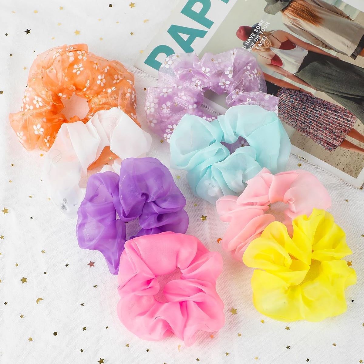 8 Pcs LED Scrunchies for Women - Scrunchy, Light Up Scrunchies for Girls, Colorful Yarn Hair Tie