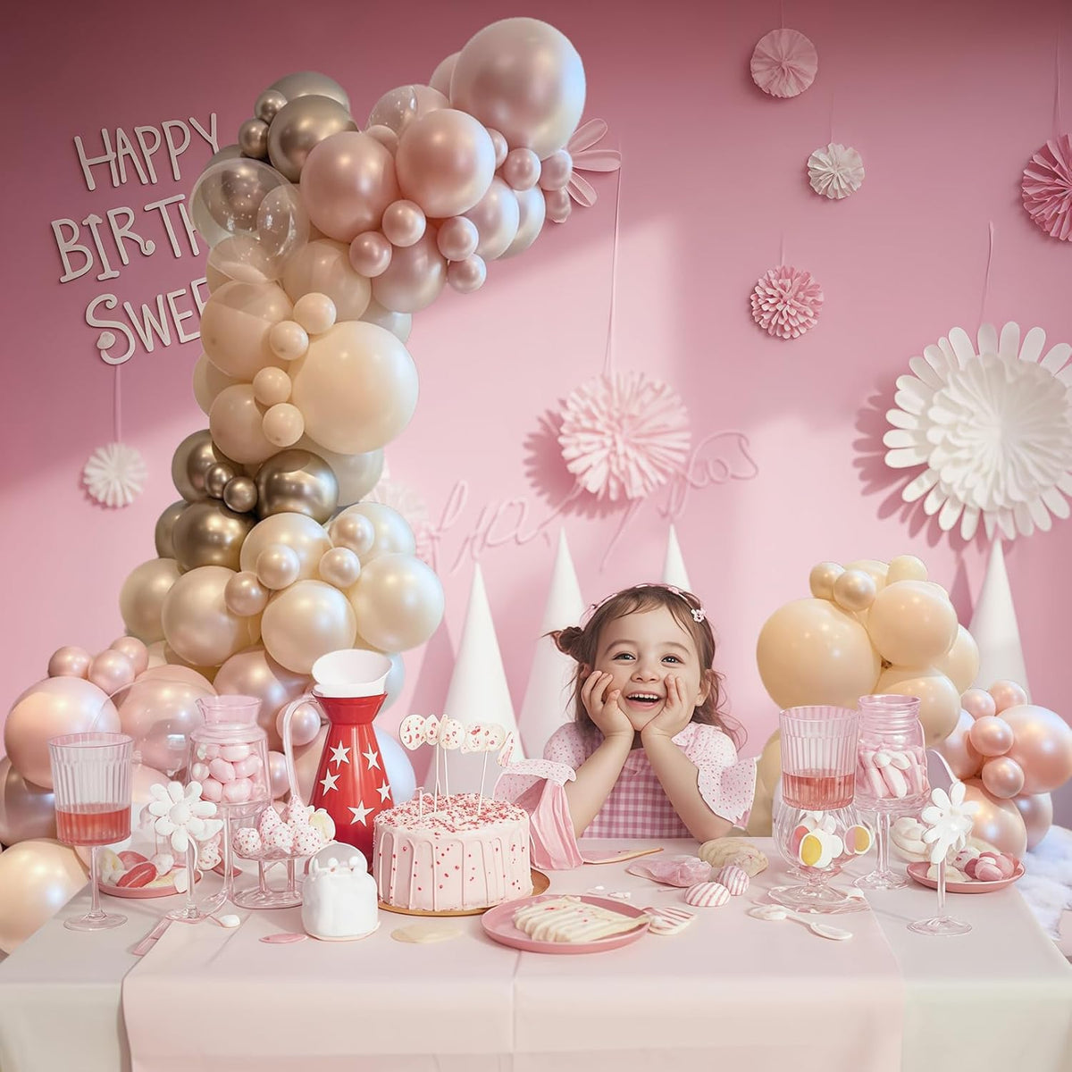 Dusty Pink and Gold Balloon, 12 Inch Double Stuffed Pearl Pastel Blush Pastel Pink Light White