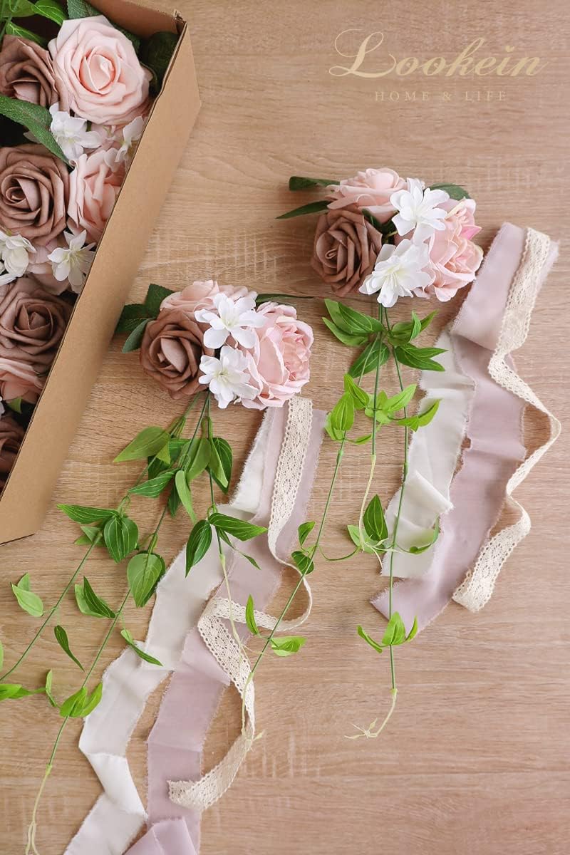 Lookein Set of 8 Pew Flowers for Wedding Ceremony Chair Decorations Bench Decoration Wedding Aisle