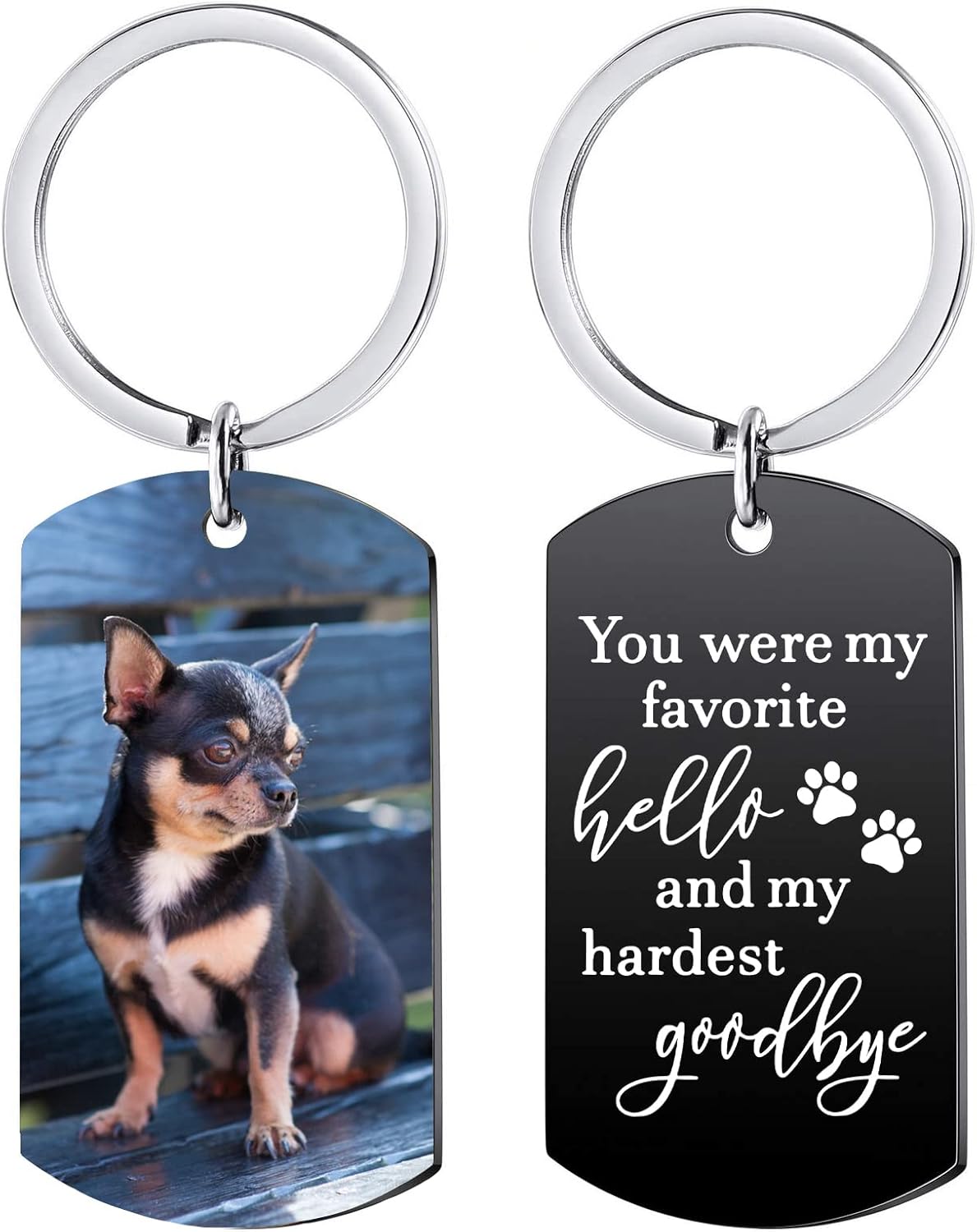Funnylife Personalized Dog Memorial Photo Keychain Stainless Steel Custom Pet Memory Keychain Loss