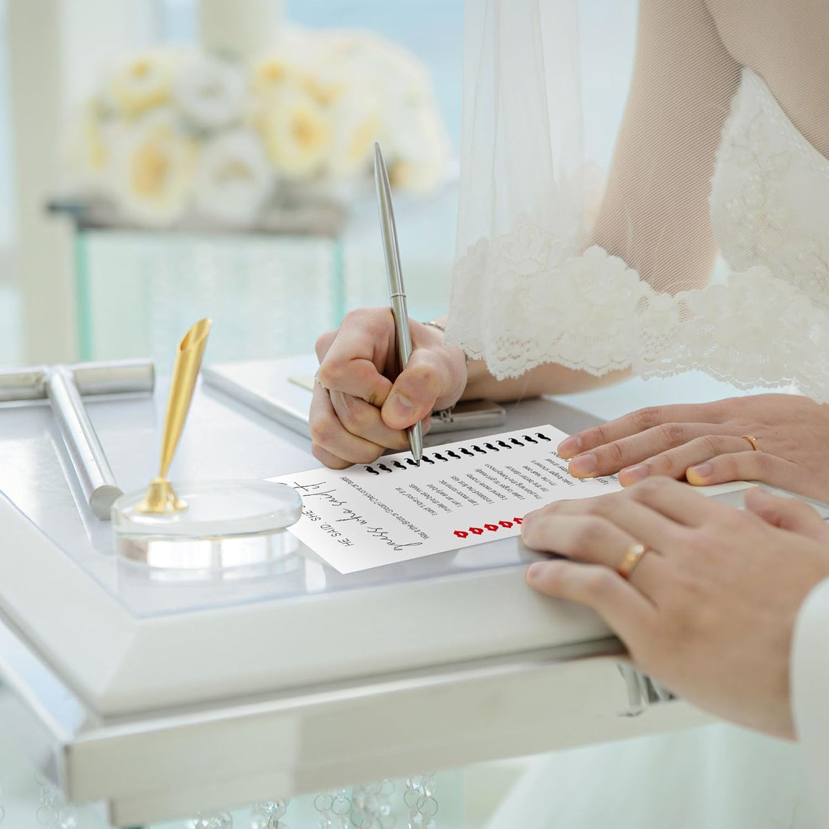 Bridal Shower Games, He Said She Said, 25Pcs Minimalist White Double-Sided Bridal Game Cards