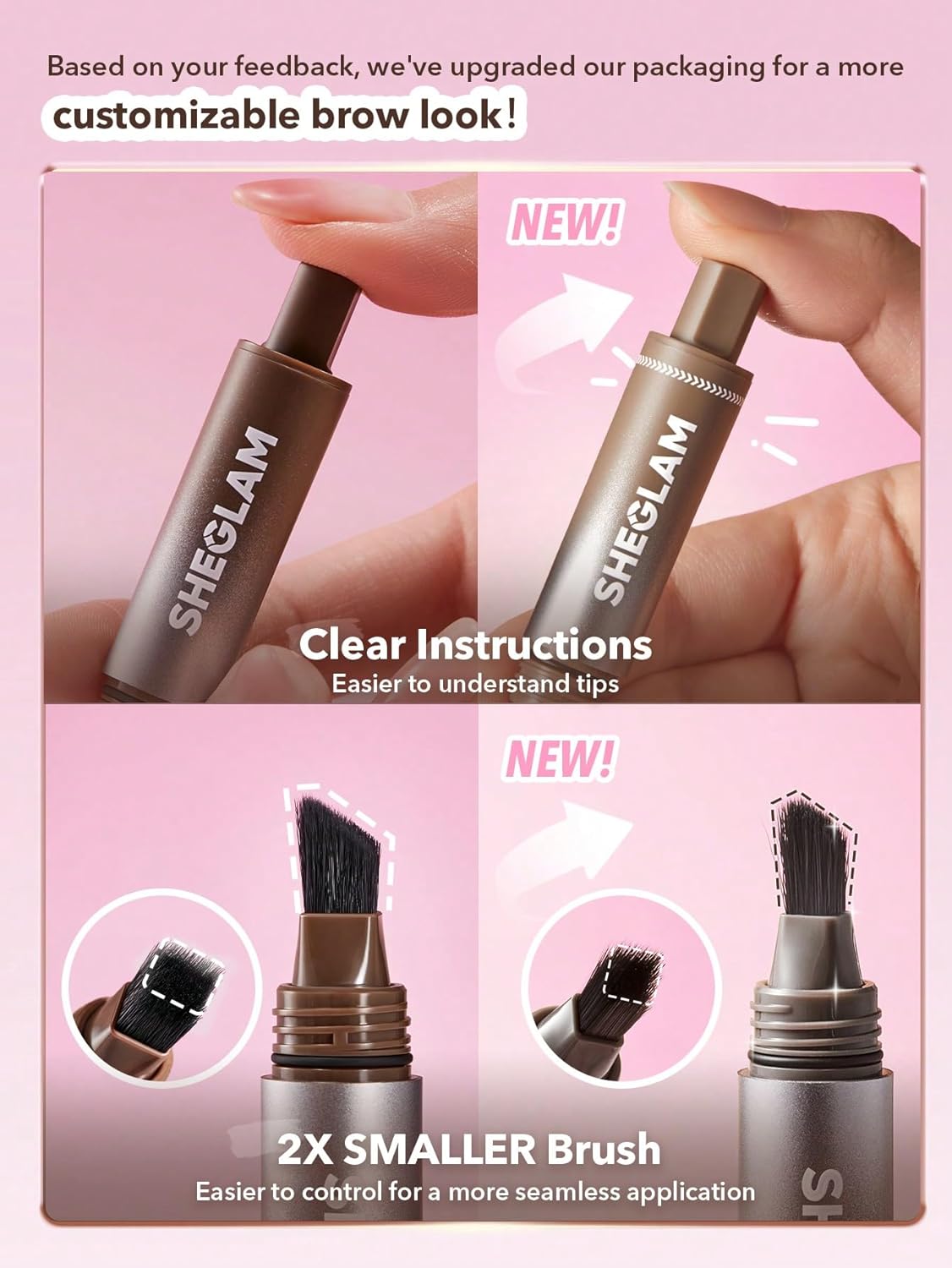 SHEGLAM Brow-Fection Angled Brush & Dip Upgraded Microblading Eyebrow Pen Long Lasting Waterproof