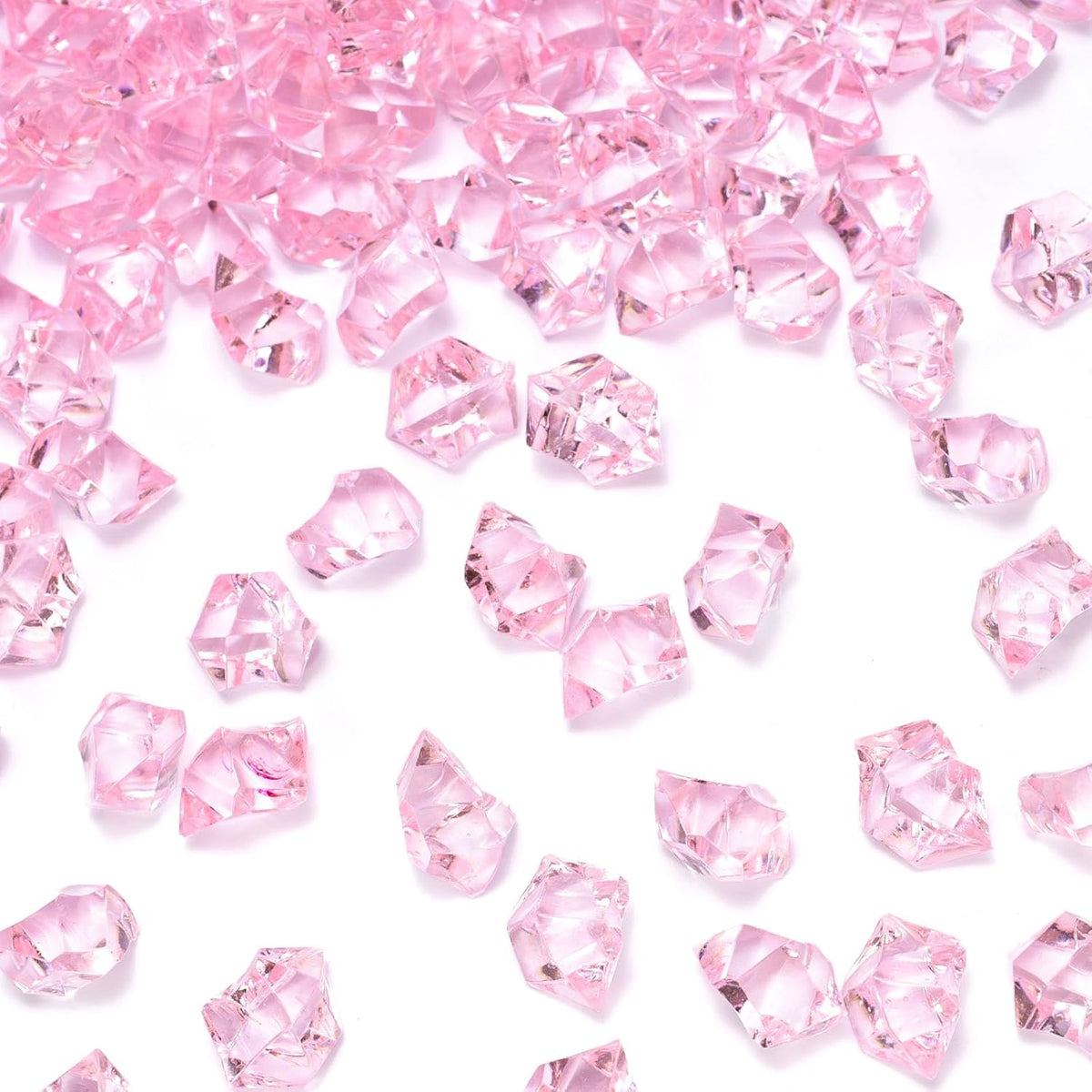 DOMESTAR Pink Fake Ice, 150PCS Acrylic Fake Diamonds, Plastic Crystals Gems, Vase Fillers DIY Craft