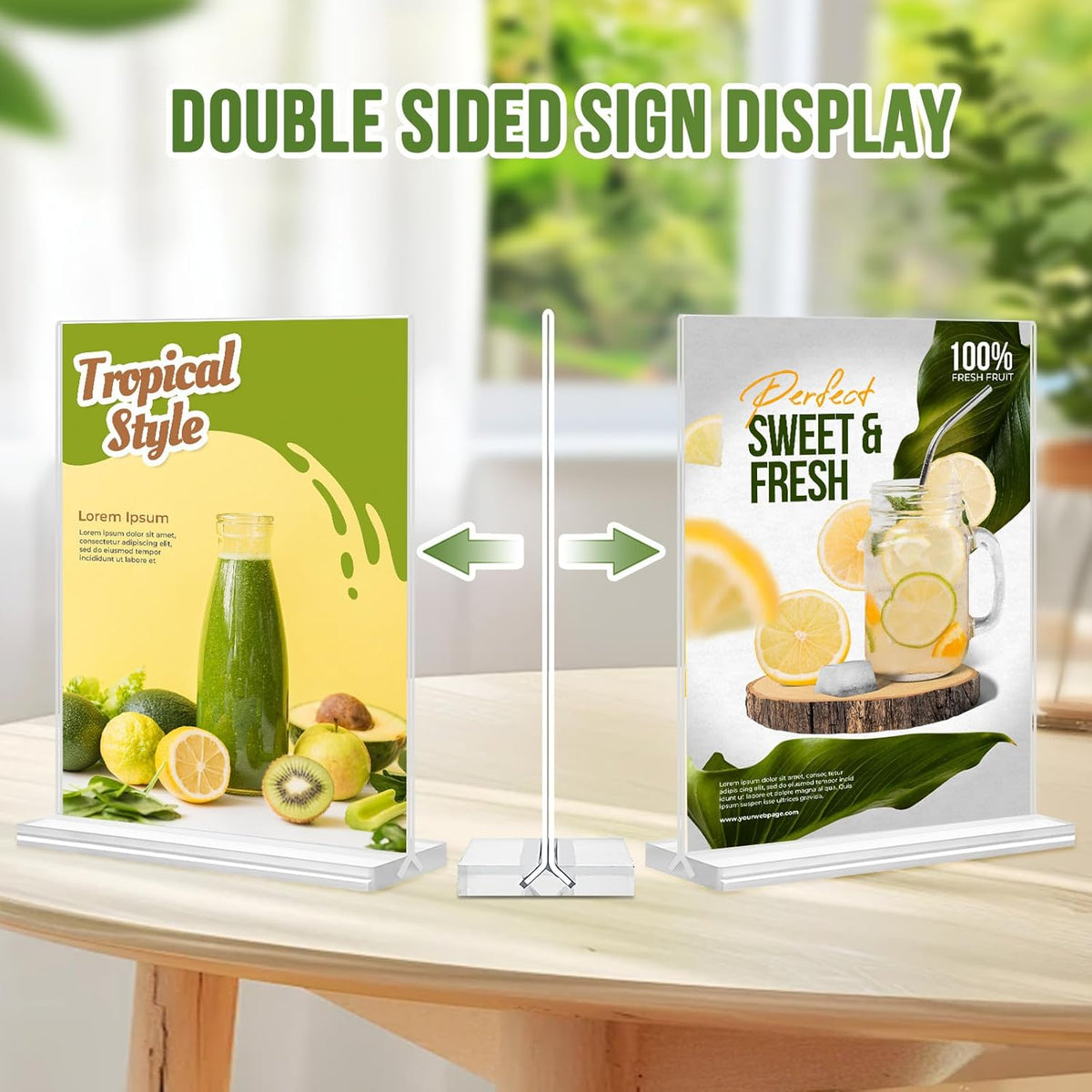 Acrylic Sign Holder 5x7, 25 Pack Clear Double Sided Table Menu Vertical Display, Plastic Flyer