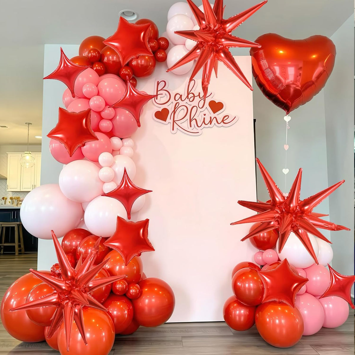 Red Star Balloons, 22in Large Star Balloons Foil 10in 4-Pointed & Red Pentagram Balloon for