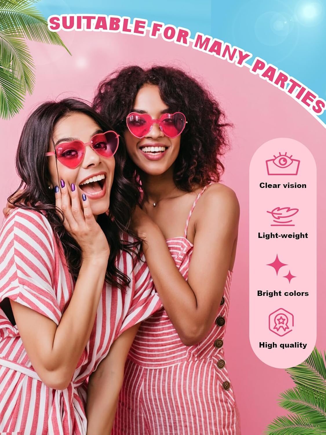 12 Pairs Heart Shaped Sunglasses for Women Colorful Glasses Fun Trendy Transparent Heart Sunglasses
