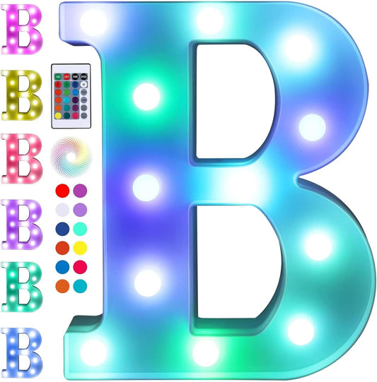 Foaky Colorful LED Letter Lights with Remote,Marquee Light Up Letters Sign for Night Light