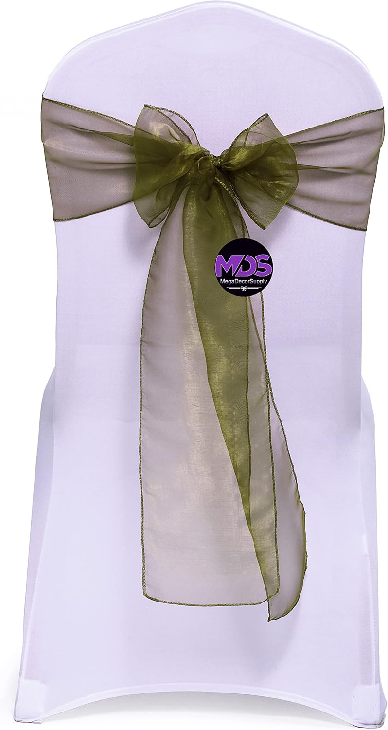 MDS Pack of 100 PCS Organza Chair Sashes Wider Dining Chair Bows Ribbon Tie Back for Wedding Party