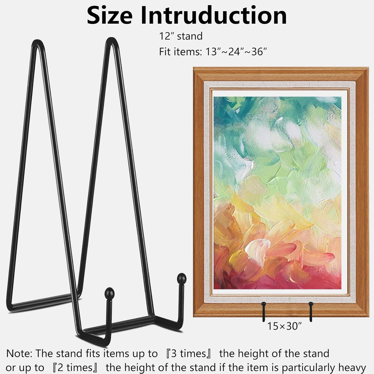 IBosins 5 Pack 12 Inch Plate Holder Display Stands, Large Metal Black Frame Stand for Picture