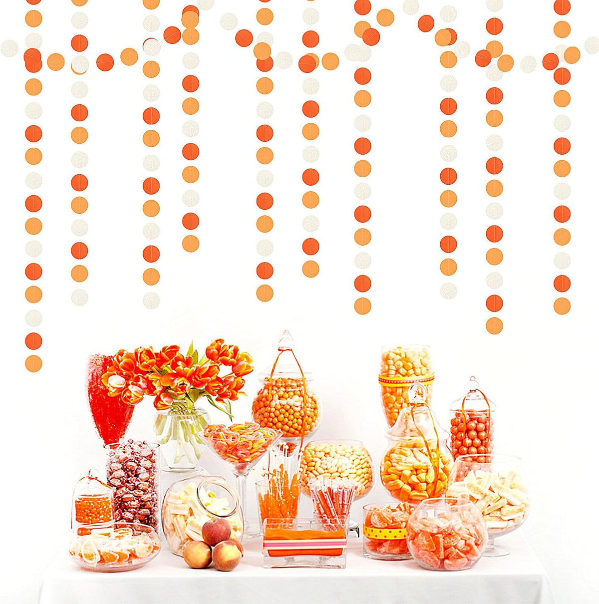 Orange White Fall Party-Decorations Garland-Streamers - 52ft Groovy Boho Hanging Paper Banner,Baby