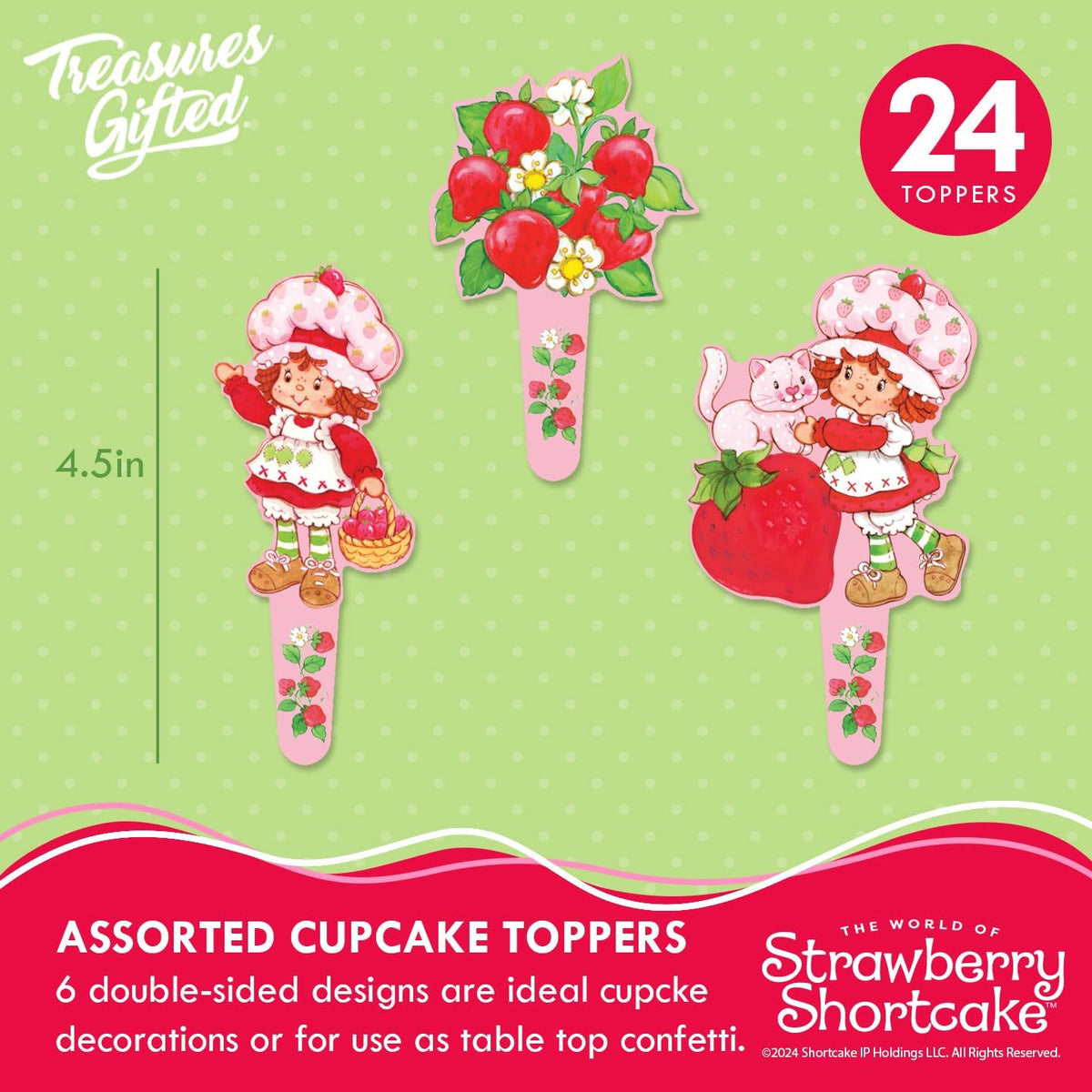 Treasures Gifted Officially Licensed Strawberry Shortcake Cake Decorations - 24 Cupcake Toppers &
