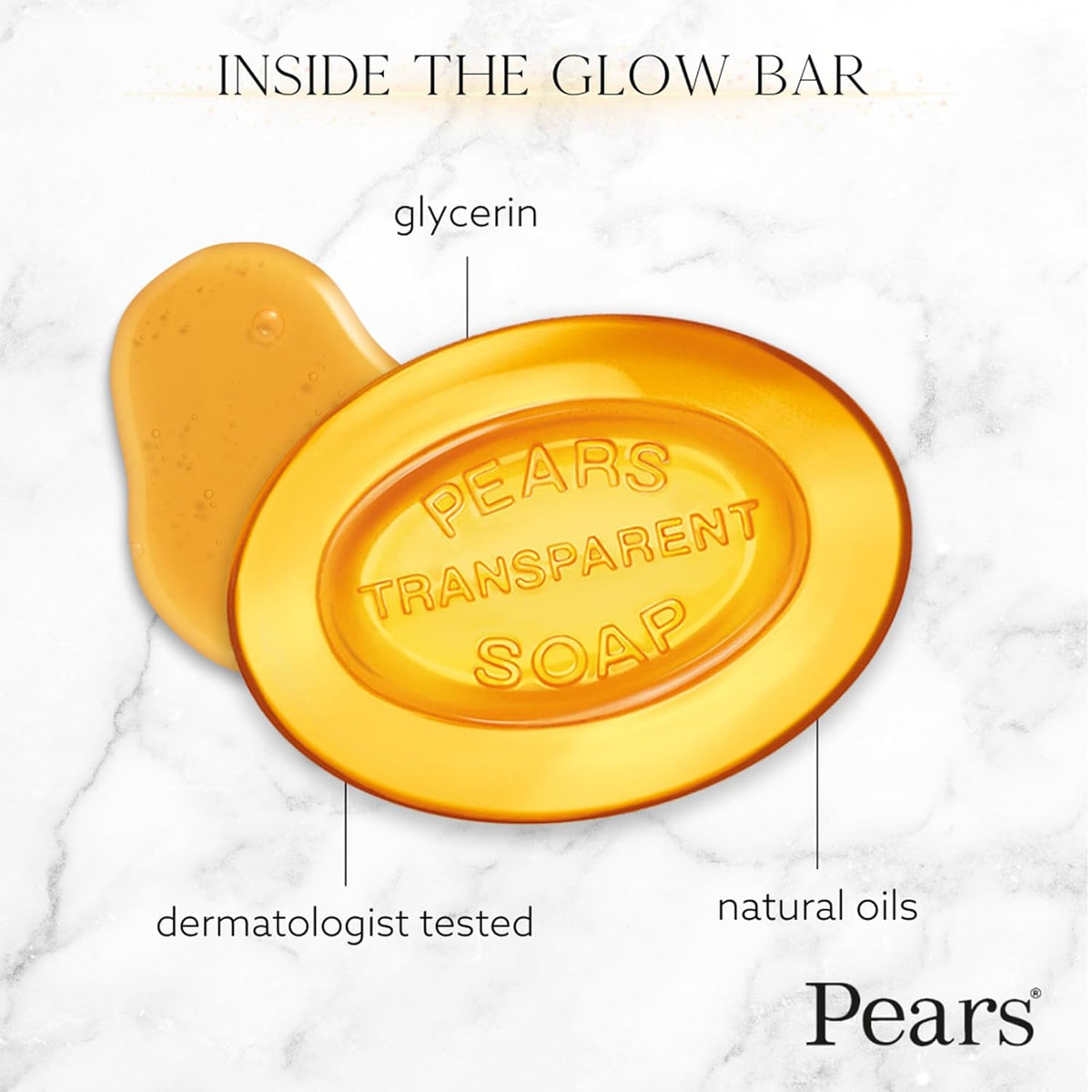 Pears Glycerin Soap, Transparent Amber Value Pack – Pure & Gentle Cleanser with Natural Oils, 3