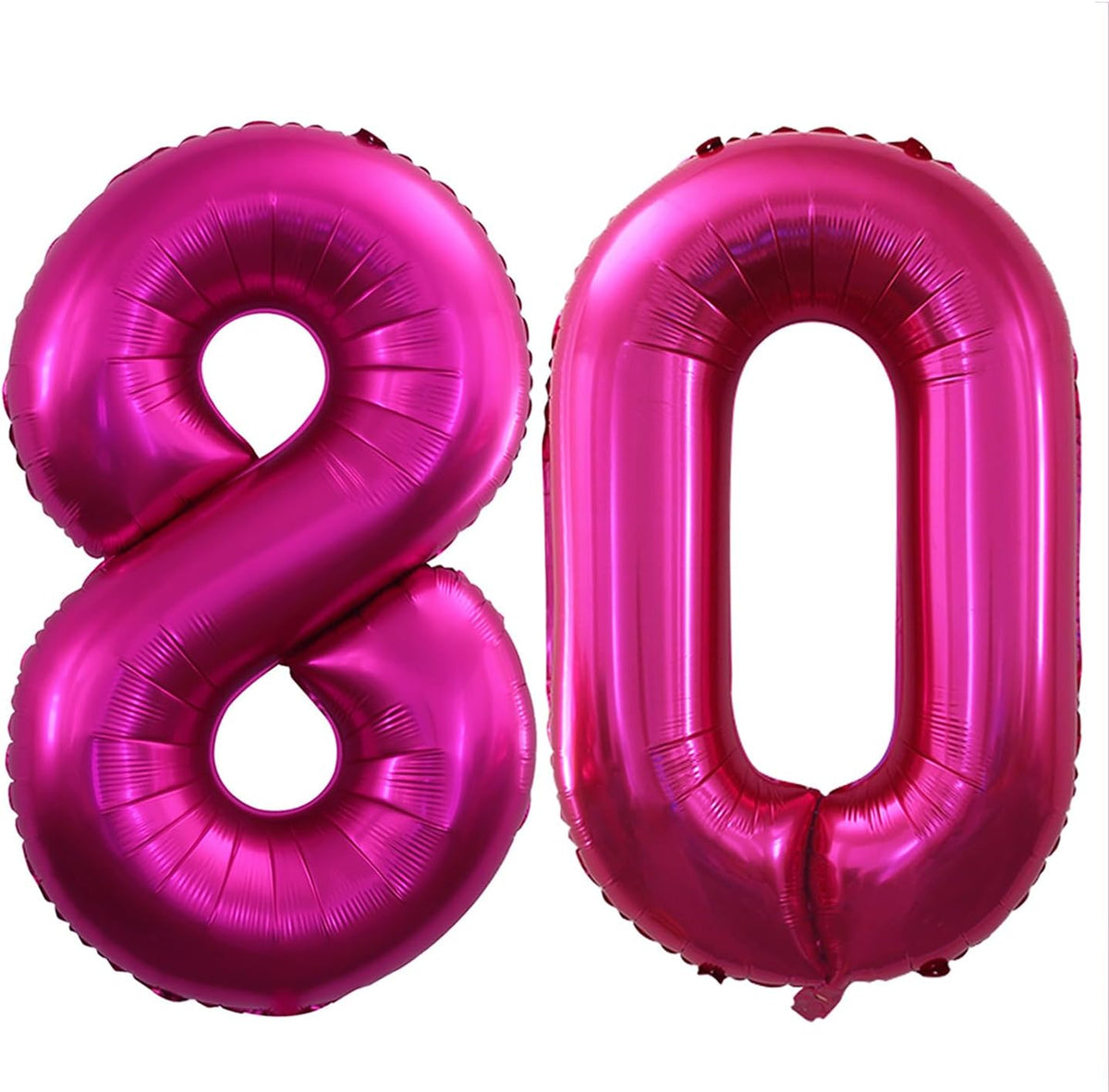 GOER Number 80 Balloons for 80th Birthday Party Decorations,42 Inch Jumbo Foil Helium Balloons for