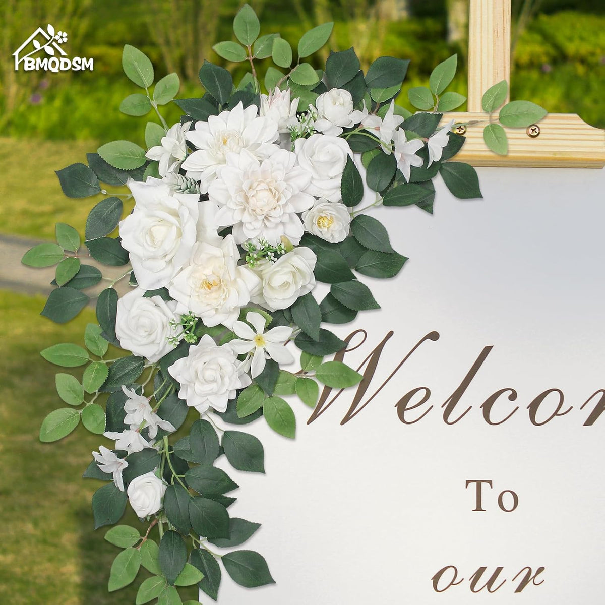 Pack of 2 Artificial Flowers for Backdrop Decoration, Wedding Arch Flowers,Reception Welcome Sign