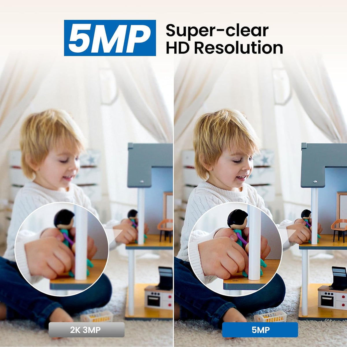 5MP Security Camera Indoor-5G/2.4G Dual WiFi Cameras for Home Security with Audio and Video Ideal