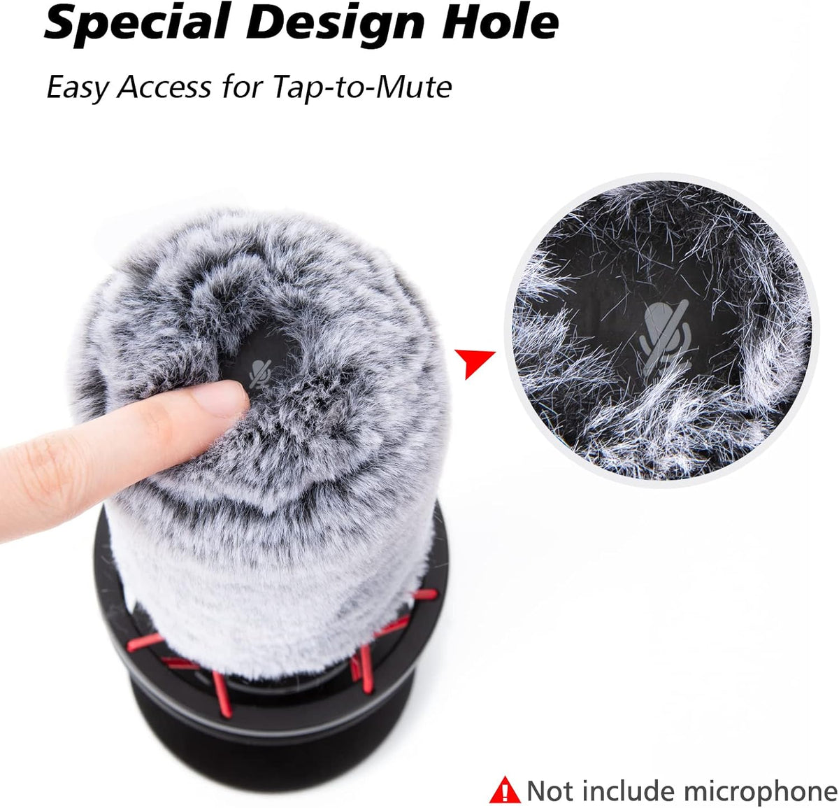 Microphone Windscreen Pop Filter Compatible with HyperX QuadCast - Mic Foam Cover with Furry