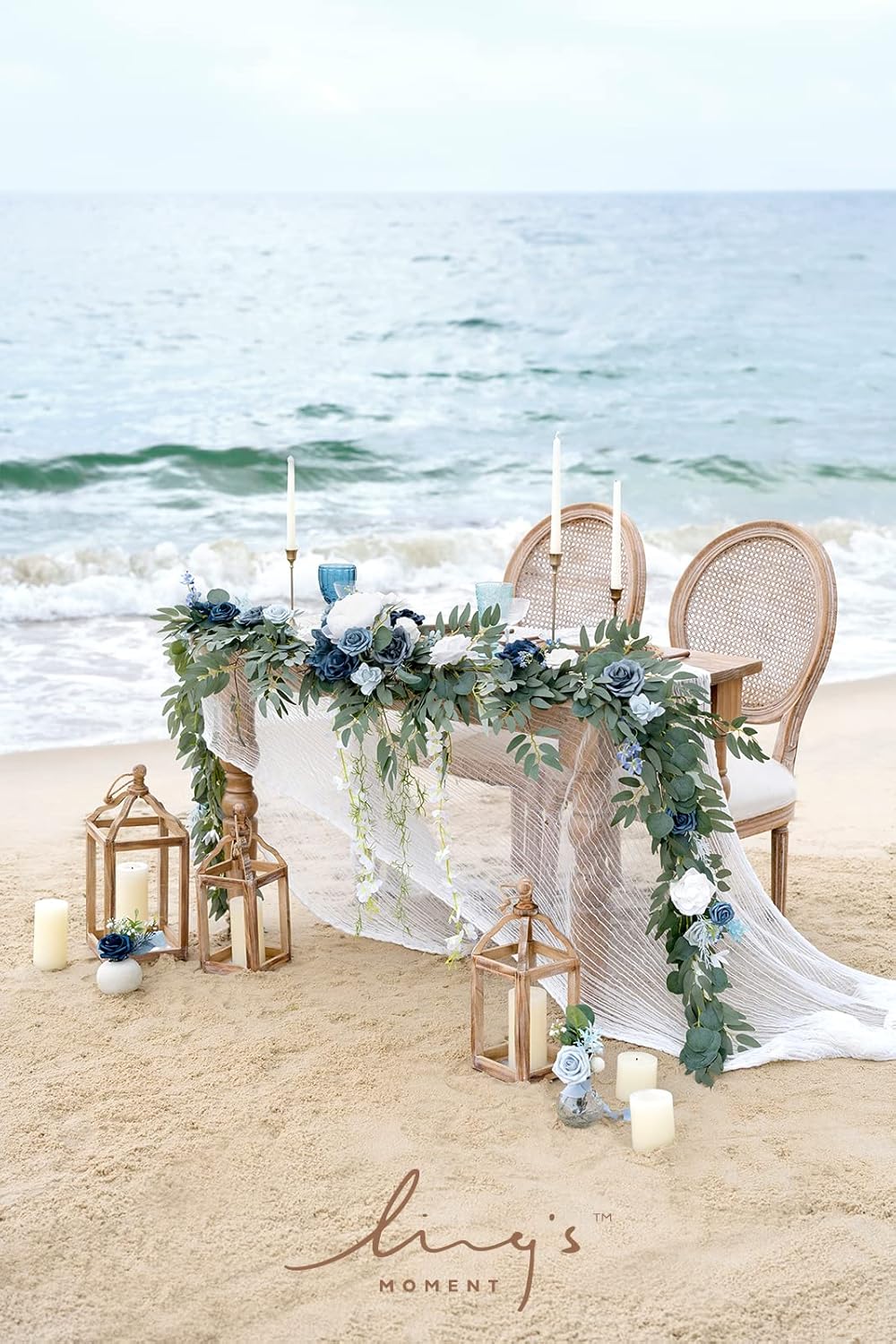 Ling's Moment 9FT Spring Flower Garland- Wedding Arch Flowers for Backdrop Decoration, Eucalyptus &
