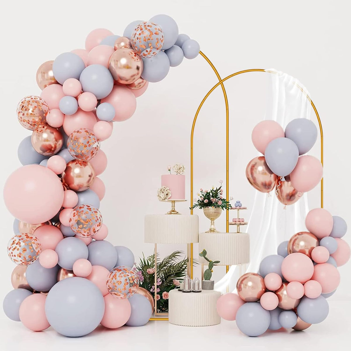 3 Pack Arch Backdrop Stand (7.2FT/6.6FT/6FT), Easy Assembly Backdrop Arch, Gold Wedding Arch Stand
