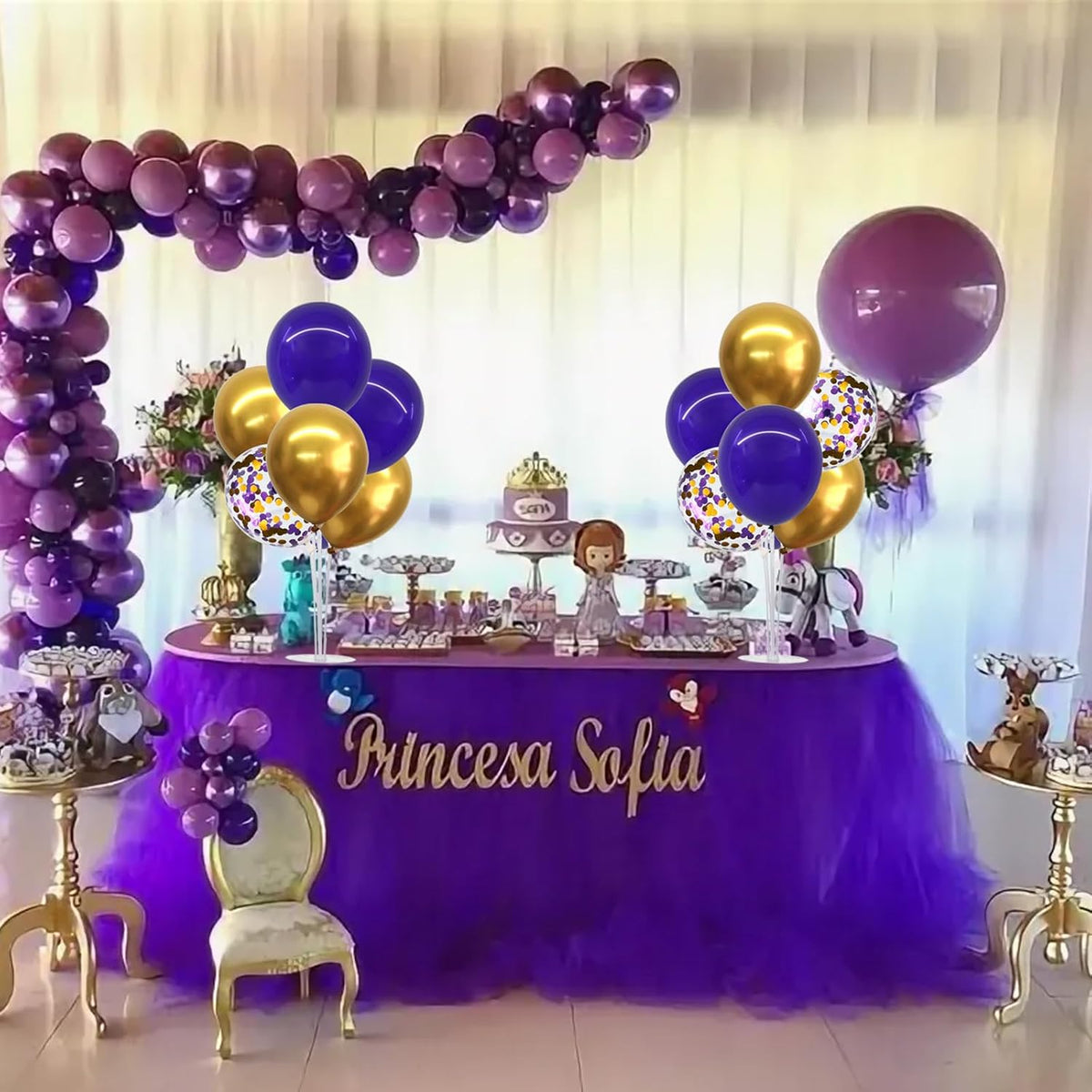TONIFUL Purple Gold Balloon Centerpieces for Table,Balloon Stand Kit for Graduation Decoration 2025