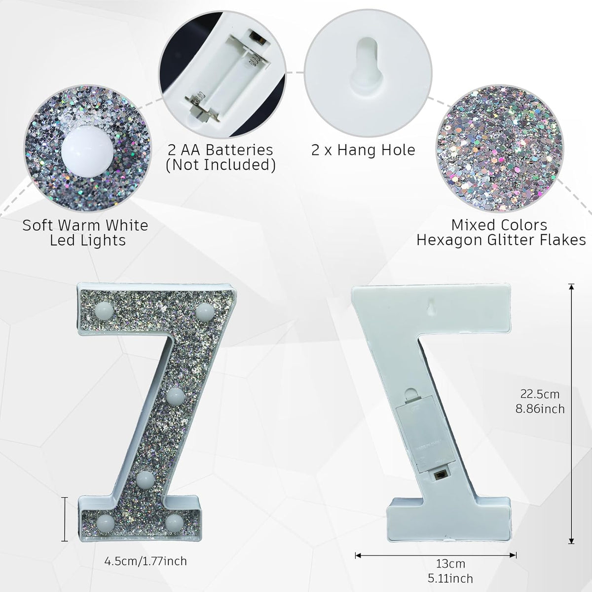 Marquee Light Letters for Table Decorations, Glitter Light Up Signs for Prom, Events, or Engagement