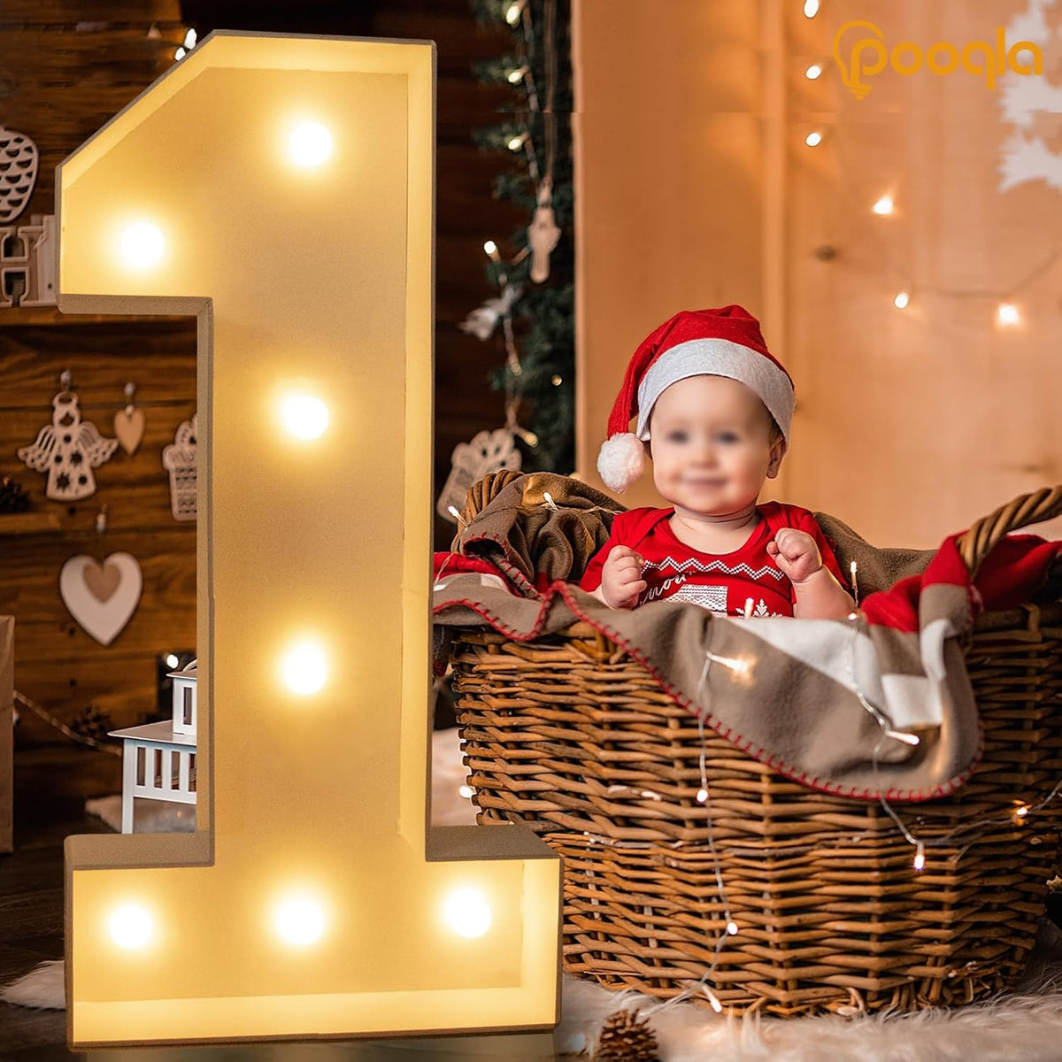 Pooqla 3FT Light Up Marquee Numbers, LED Large Lighted Marquee Numbers for Party Decoration, Giant