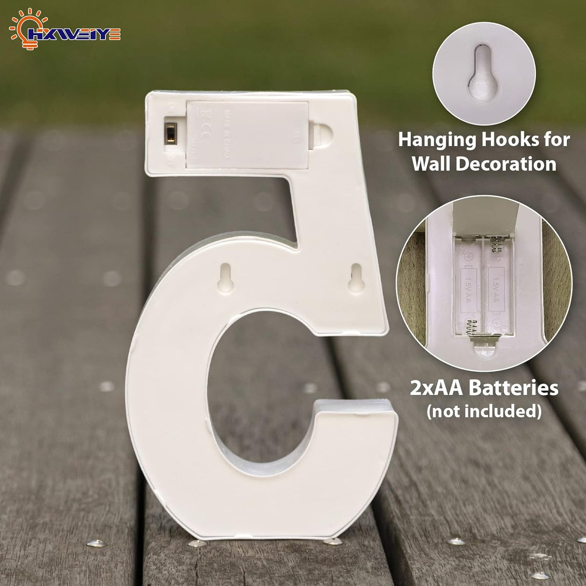 HXWEIYE Light Up Numbers-5, LED Marquee Number Lights Sign 26 Alphabet and 10 Number Big Lights Led
