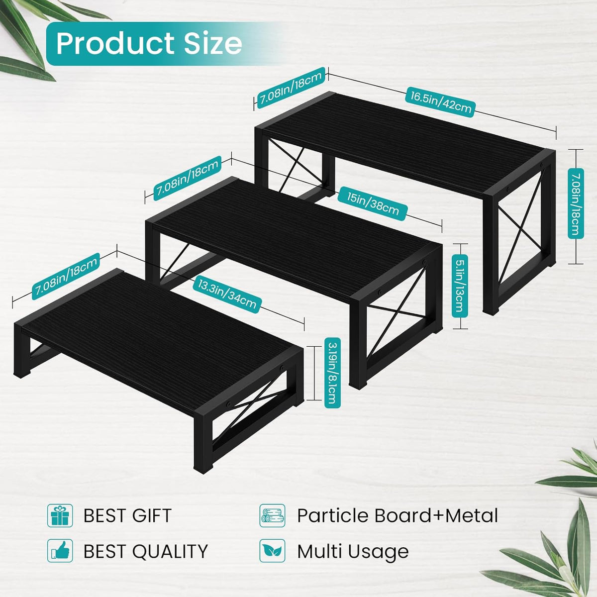 ELITEROO Black 3-Tier Wooden Cupcake and Dessert Display Stand, Multi-Tier Riser for Cupcakes