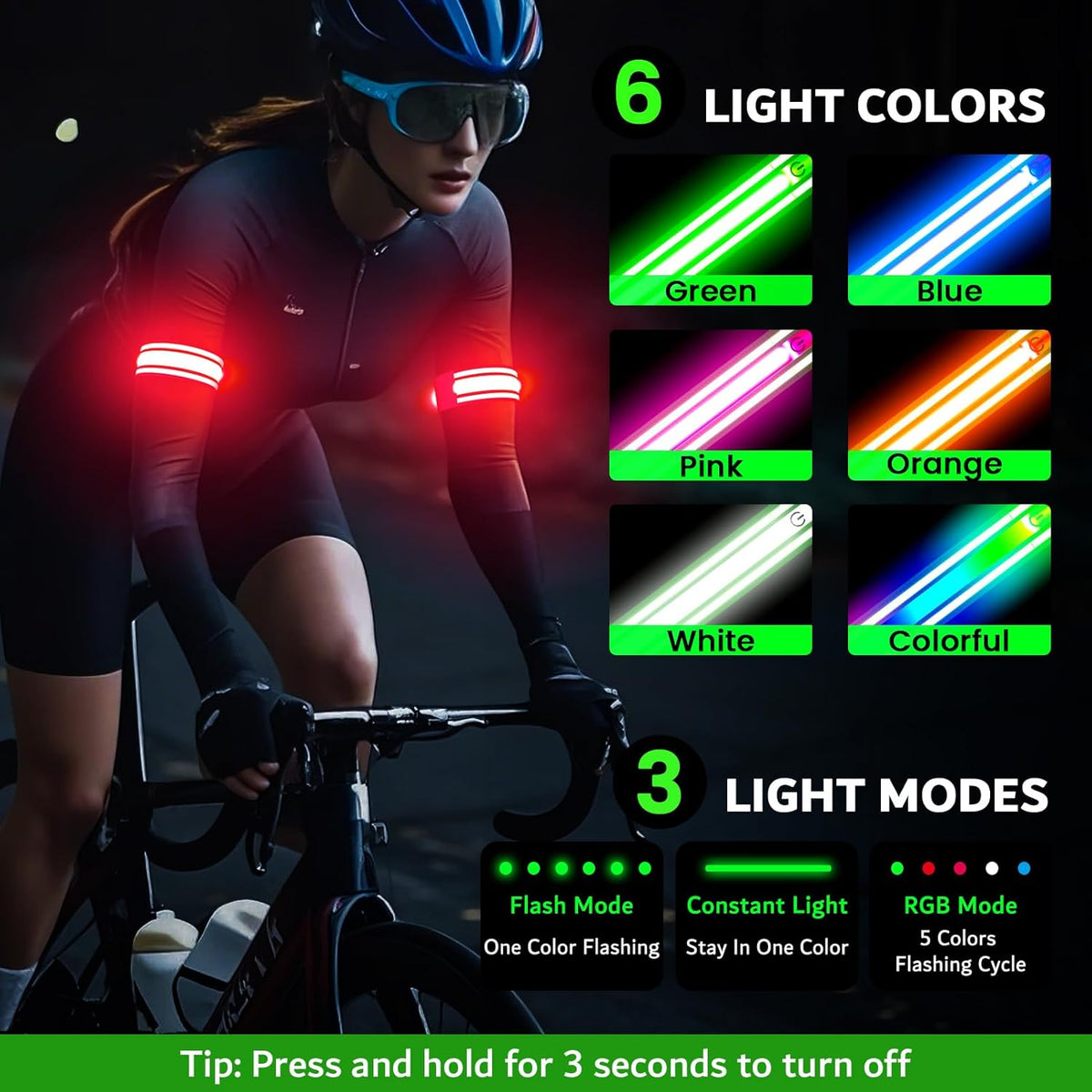 LED Armband for Running(2 Pack),Light Up Arm Bands for Night Walking Running,Rechargeable Lights