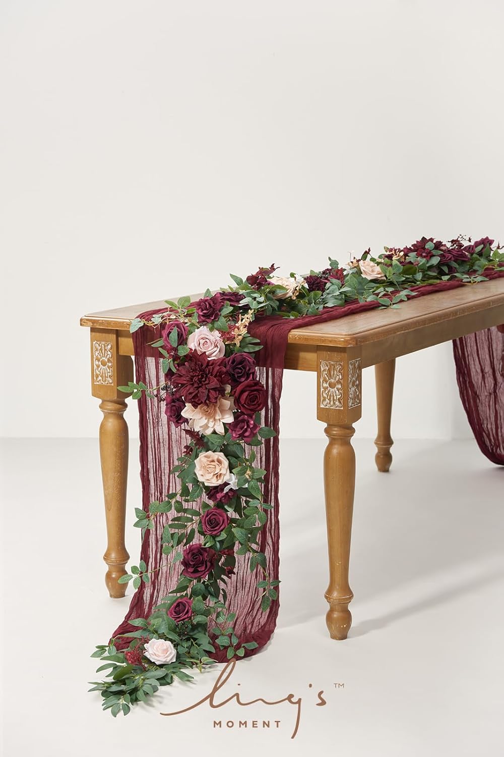 Ling's Moment Flower Garland - 6FT Eucalyptus & Rose - Sweetheart Table Decor for Wedding