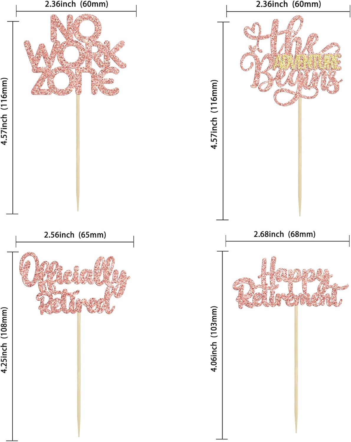 24Pcs Happy Retirement Cupcake Toppers Officially Retired Cake Toppers No Work Zone Adventure