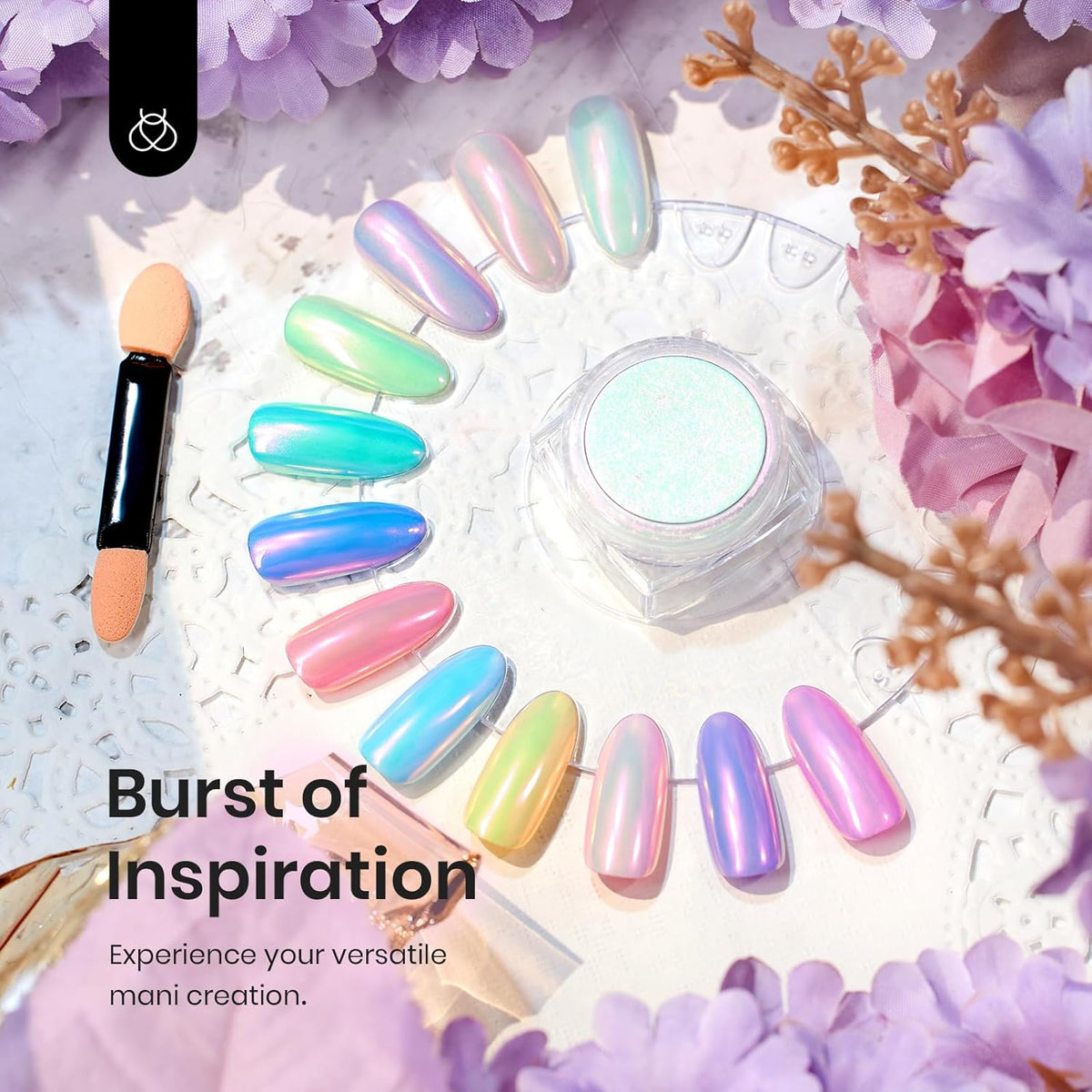 Beetles Chrome Nail Powder Mirror Effect Glazed Aurora Opal Chrome Powder for Gel Nails Unicorn