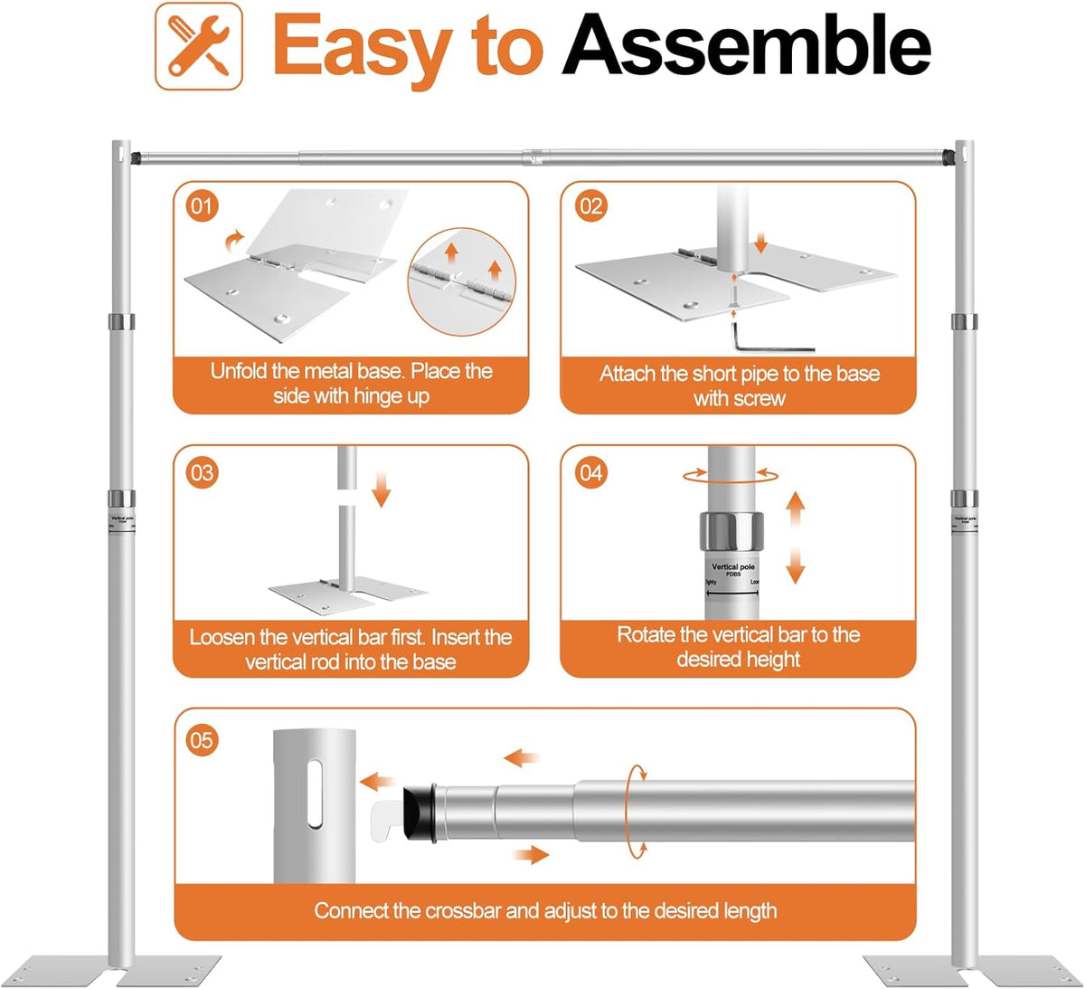 FUDESY Pipe and Drape Backdrop Stand Kit, 8.6x10ft Heavy Duty Backdrop Stand Adjustable Background