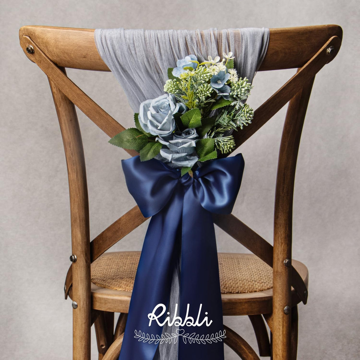 Ribbli Navy Satin Ribbon 4 Inch Wide Navy Ribbon for Wedding Chair Sash Grand Opening Ceremony Big