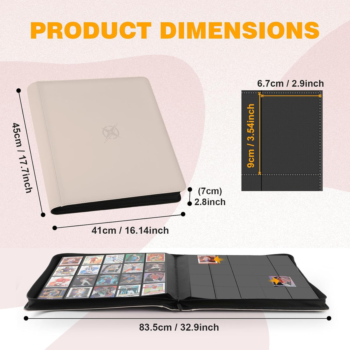 20-Pocket Card Binder, Trading Card Binder Holds 2000 Cards, Premium Zippered Trading Card Album