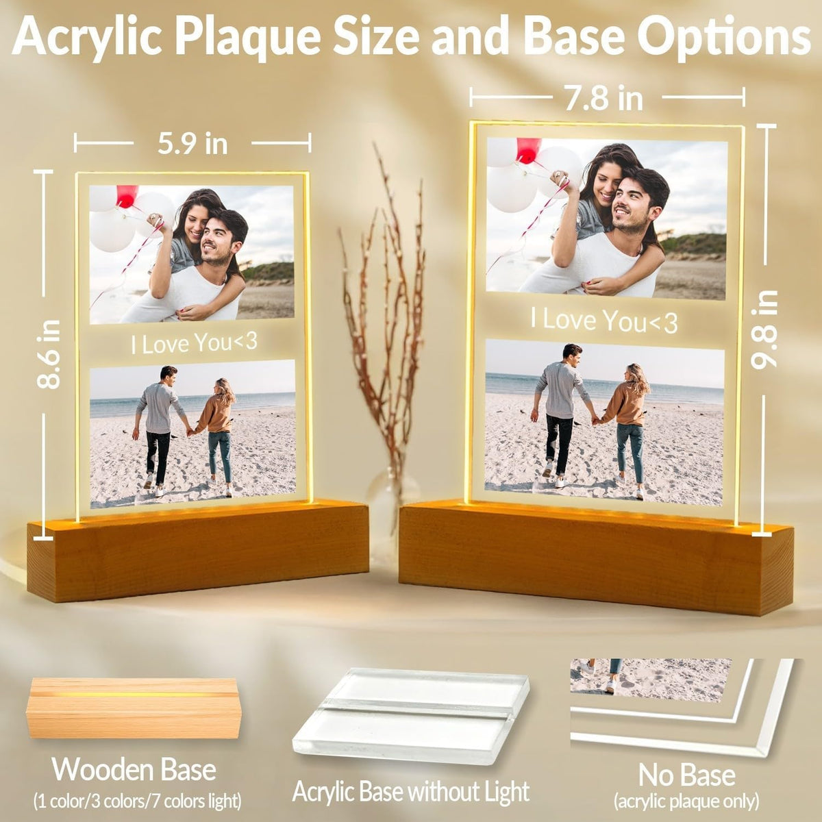Personalized Anniversary Couple Gifts for Women & Men, Custom Picture Frames with Photo