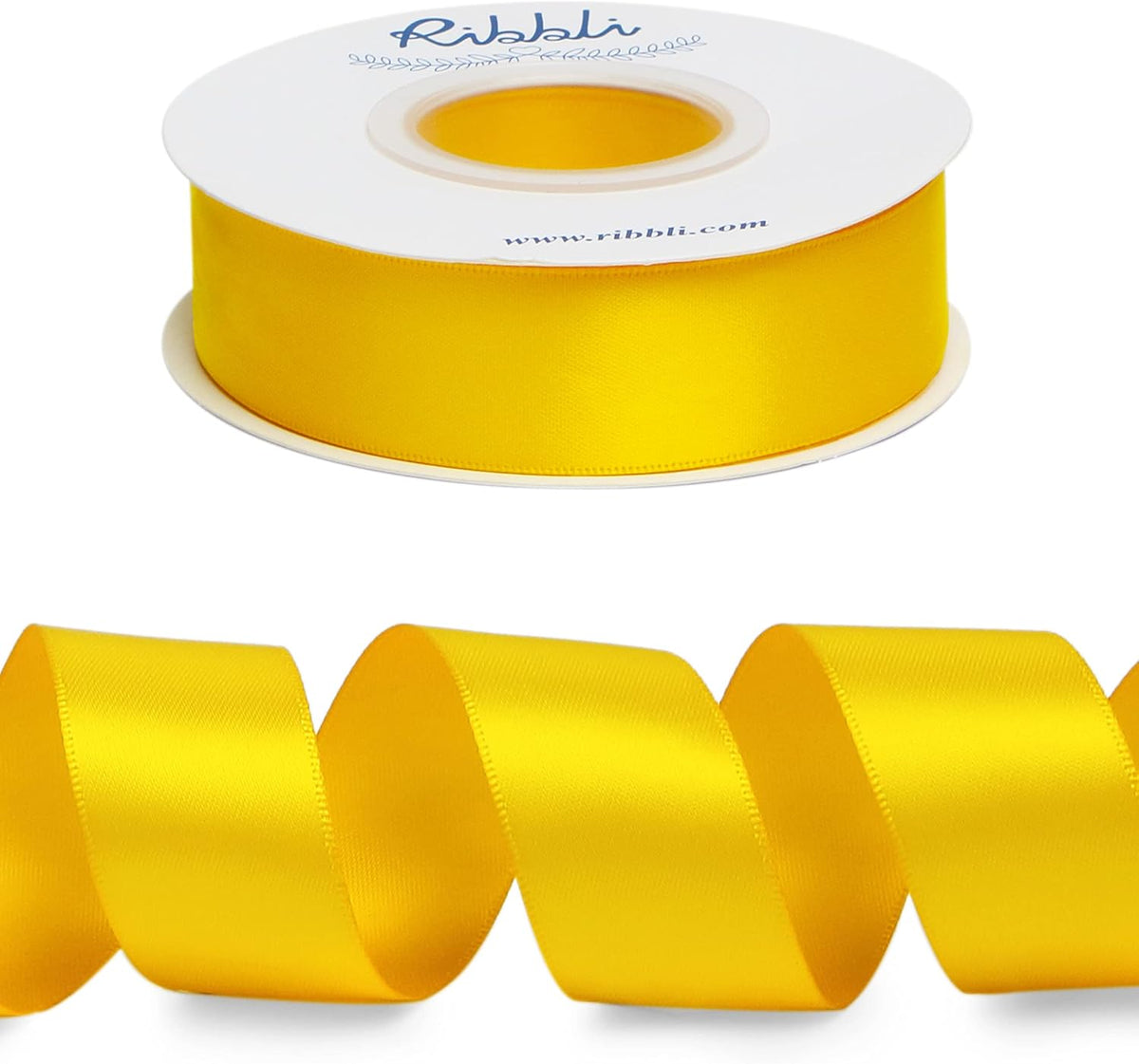Ribbli Maize Yellow Double Faced Satin Ribbon,1” x Continuous 25 Yards,Use for Bows Bouquet,Gift