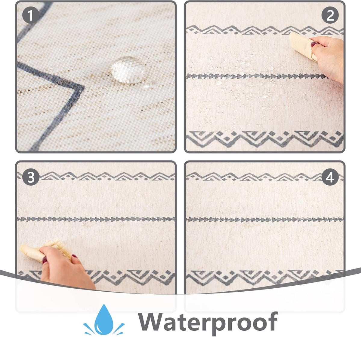 MYSKY HOME Boho Rectangle Tablecloth 60x120 Inches Linen Farmhouse Tablecloth Waterproof Decorative