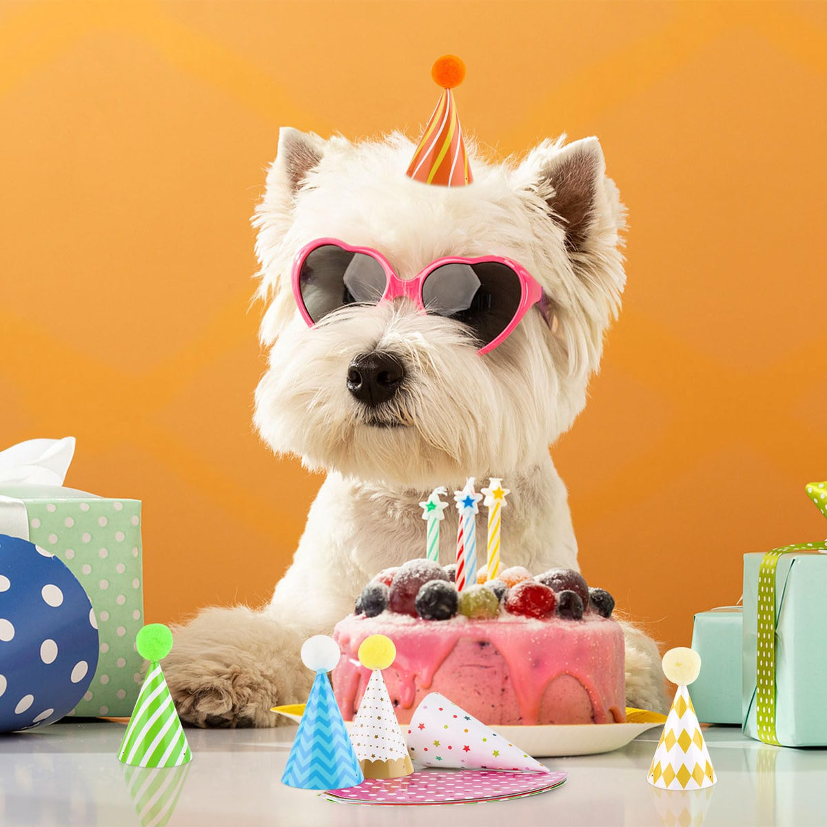 Atiloy 10 PCS Colorful Mini Party Hats for Stuffed Animals Lovely Paper Cone Tiny Birthday Hats for