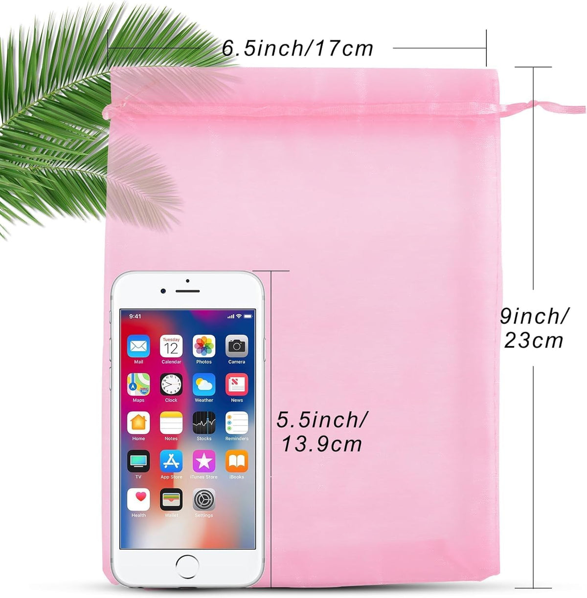 ANZNKU 50 Pack Sheer Organza Bags 6x9 inches, Mesh Drawstring Bags, Mesh Bag for Gifts Large