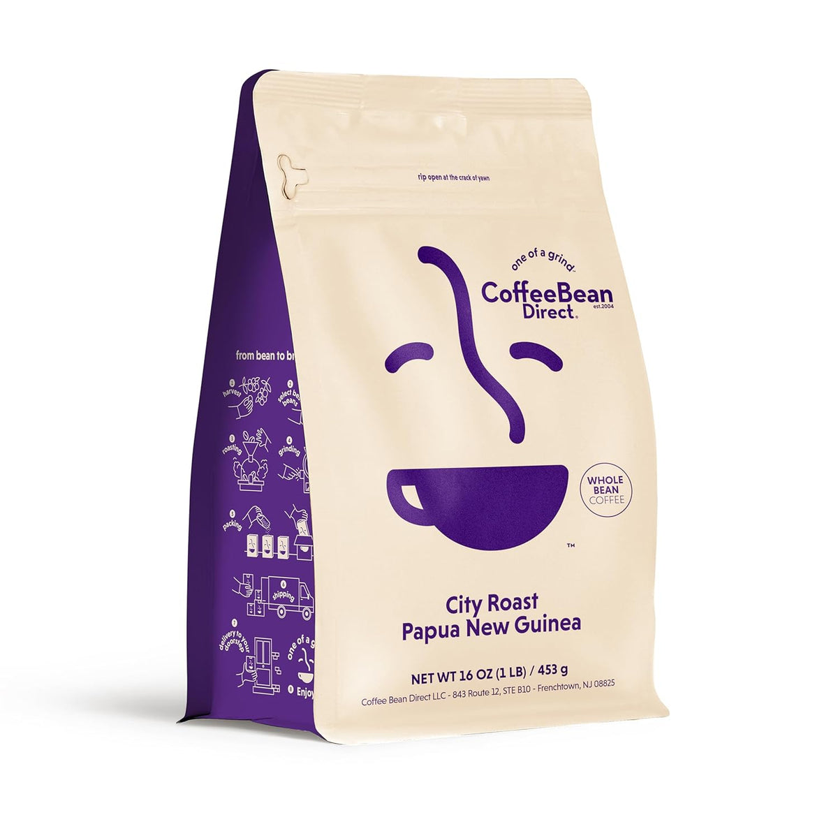 Coffee Bean Direct City Roast Papua New Guinea, Whole Bean Coffee, Arabica Coffee, Medium Roast, 1