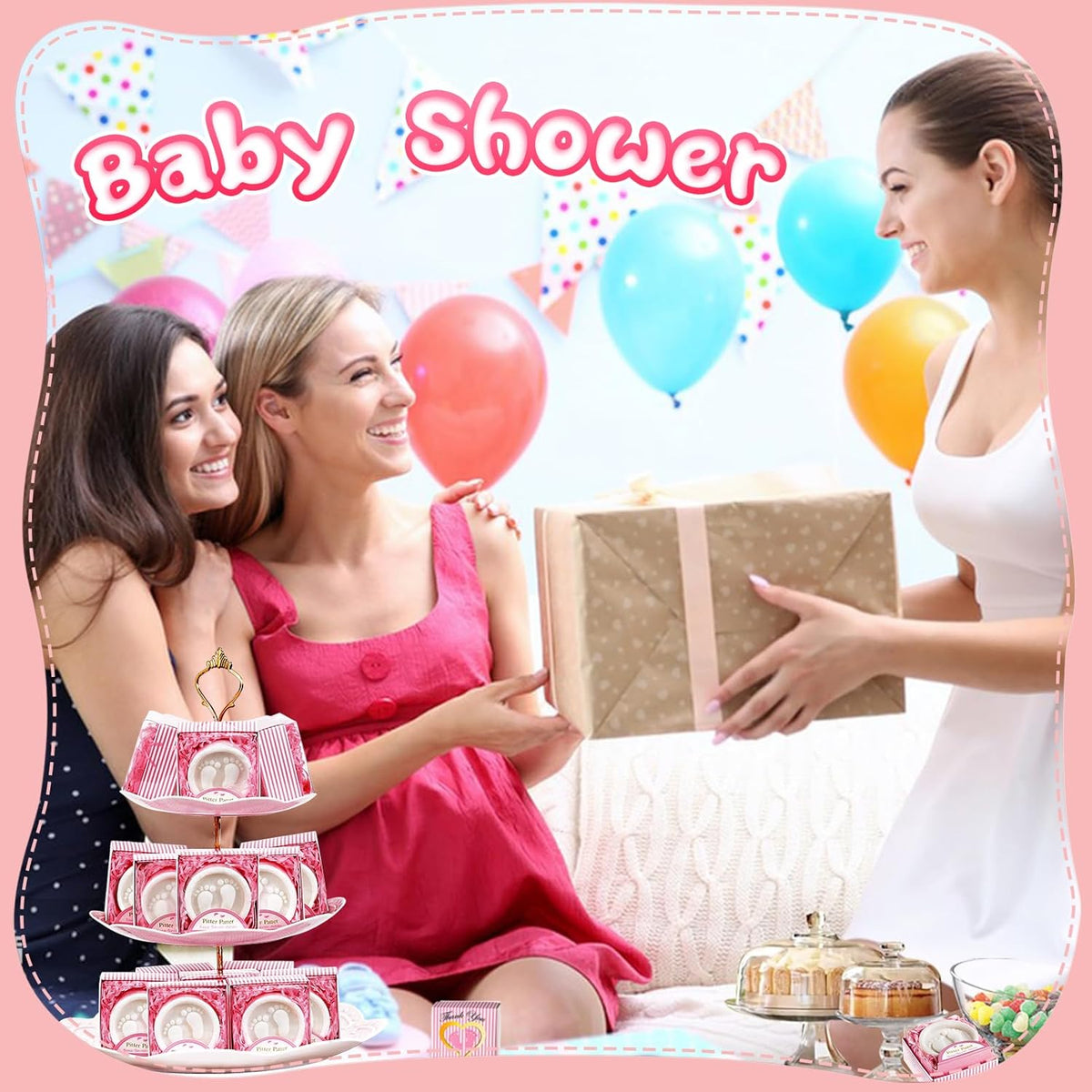 AIXIANG Baby Shower Favors Soaps Handmade Pink Gift Boxed Little Baby-feet Scented Soap Favors for