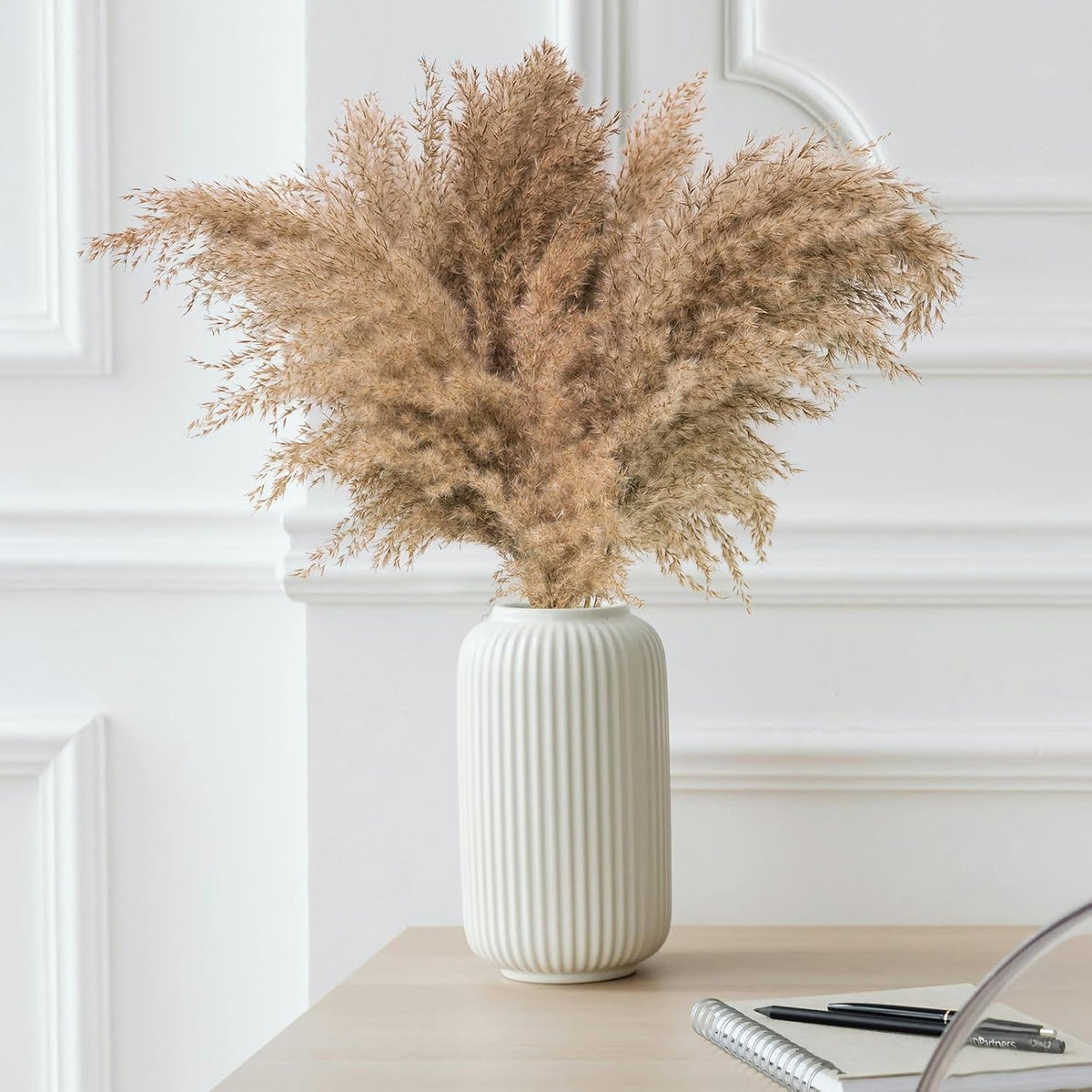 30-inch Tall Nature Pampas Grass Bouquet Decor - Boho Flowers and Feathers for Centerpieces