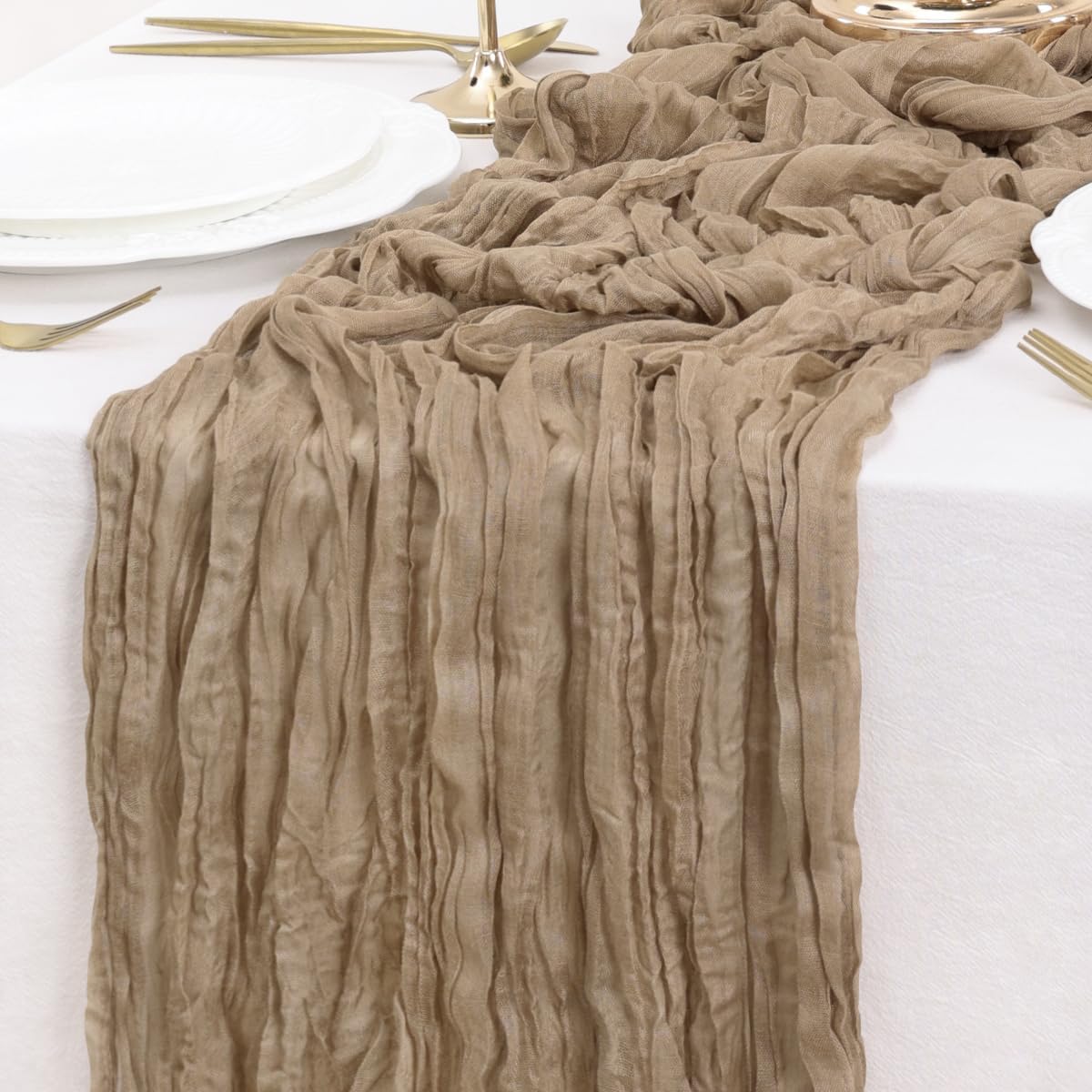 Nude Table Runner Cheesecloth Table Runner 10FT Farmhouse Table Runners 120 Inches Fall Table Decor