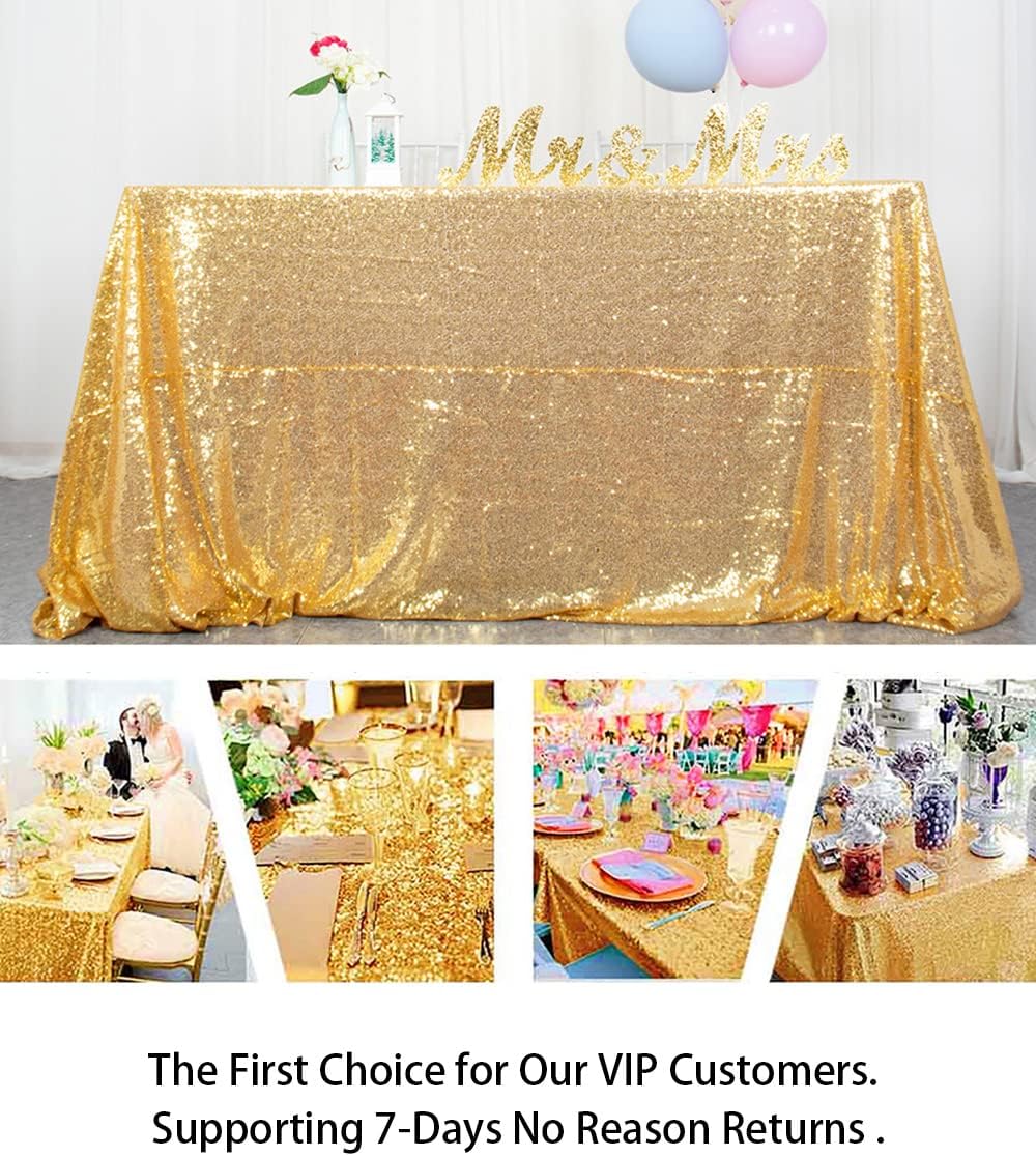 ShinyBeauty Sequin Tablecloth 72x72-Inch Gold Square Sequin Table Cover Glitter Table Cloth