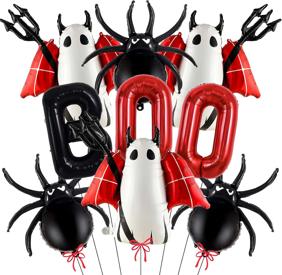 Halloween Balloons Decorations, Red Boo Letter, Devil, Spider Foil Balloon for Halloween Party