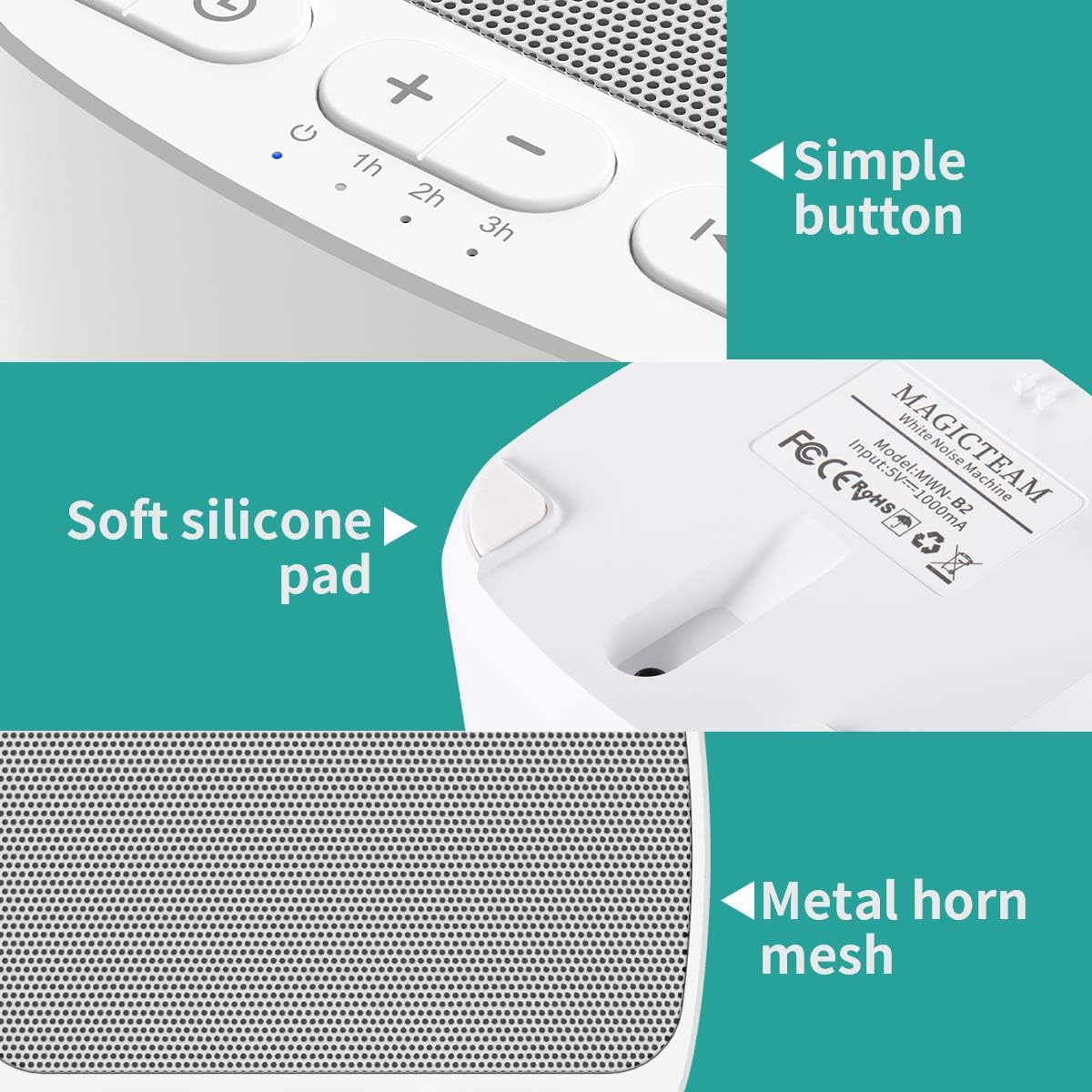 Magicteam Sleep Sound White Noise Machine with 40 Natural Soothing Sounds and Memory Function 32