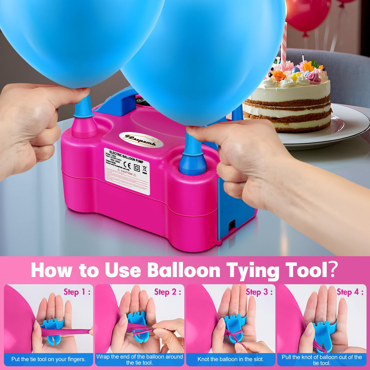 FLSEPAMB Balloon Pump, Electric Balloon Pump,Portable Dual Nozzles Electric Balloon Air Pump 110V